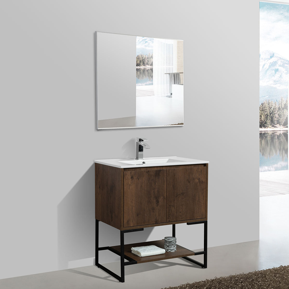 30"  V9006 Allen Vanity with Ceramic Sink (Rose Wood)