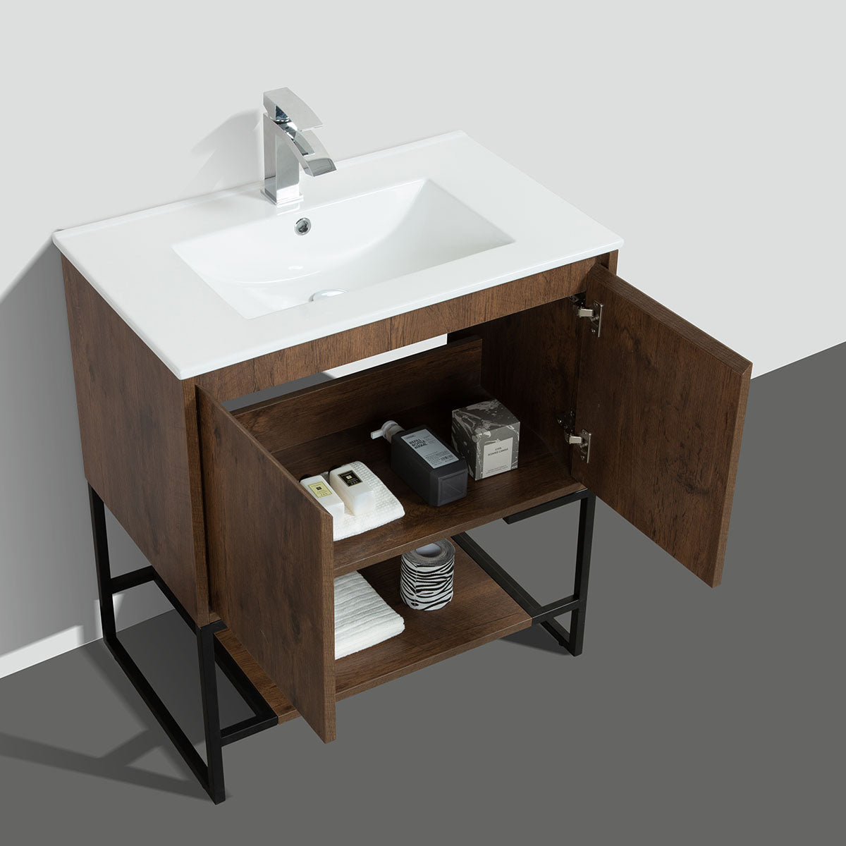 30"  V9006 Allen Vanity with Ceramic Sink (Rose Wood)