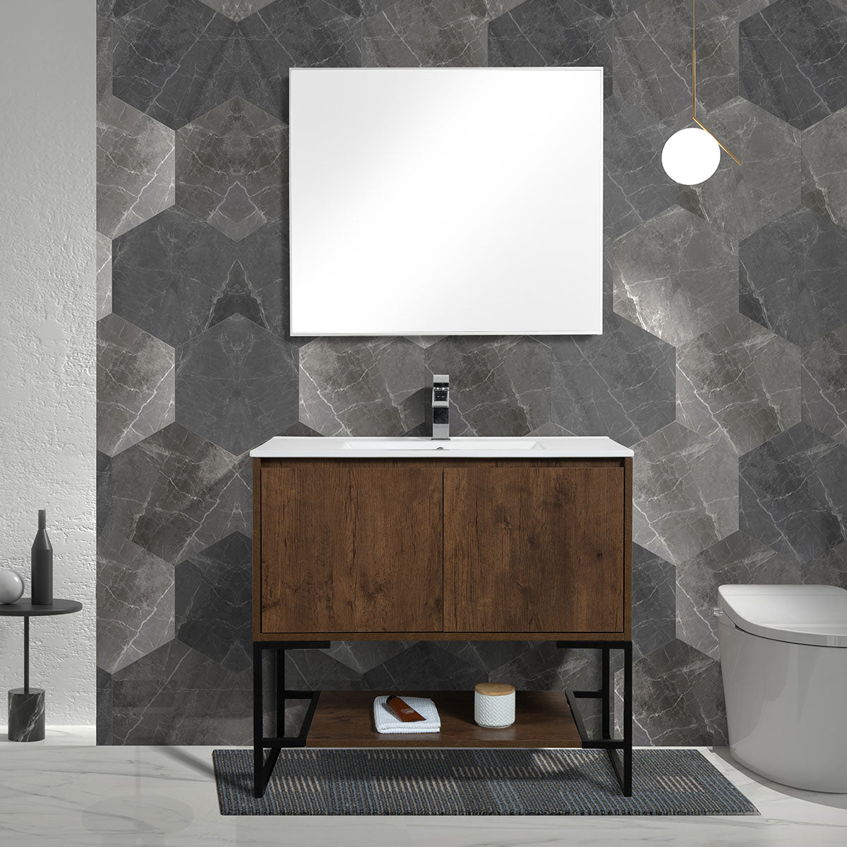 36" V9006 Allen Vanity with Ceramic Sink (Rose Wood)