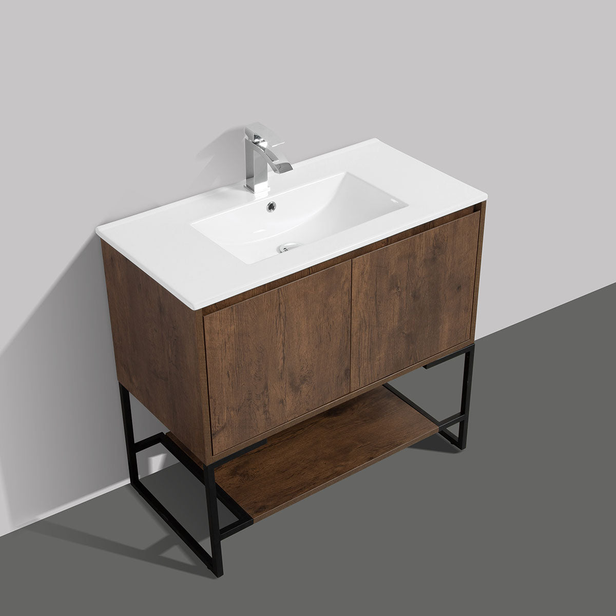 36" V9006 Allen Vanity with Ceramic Sink (Rose Wood)