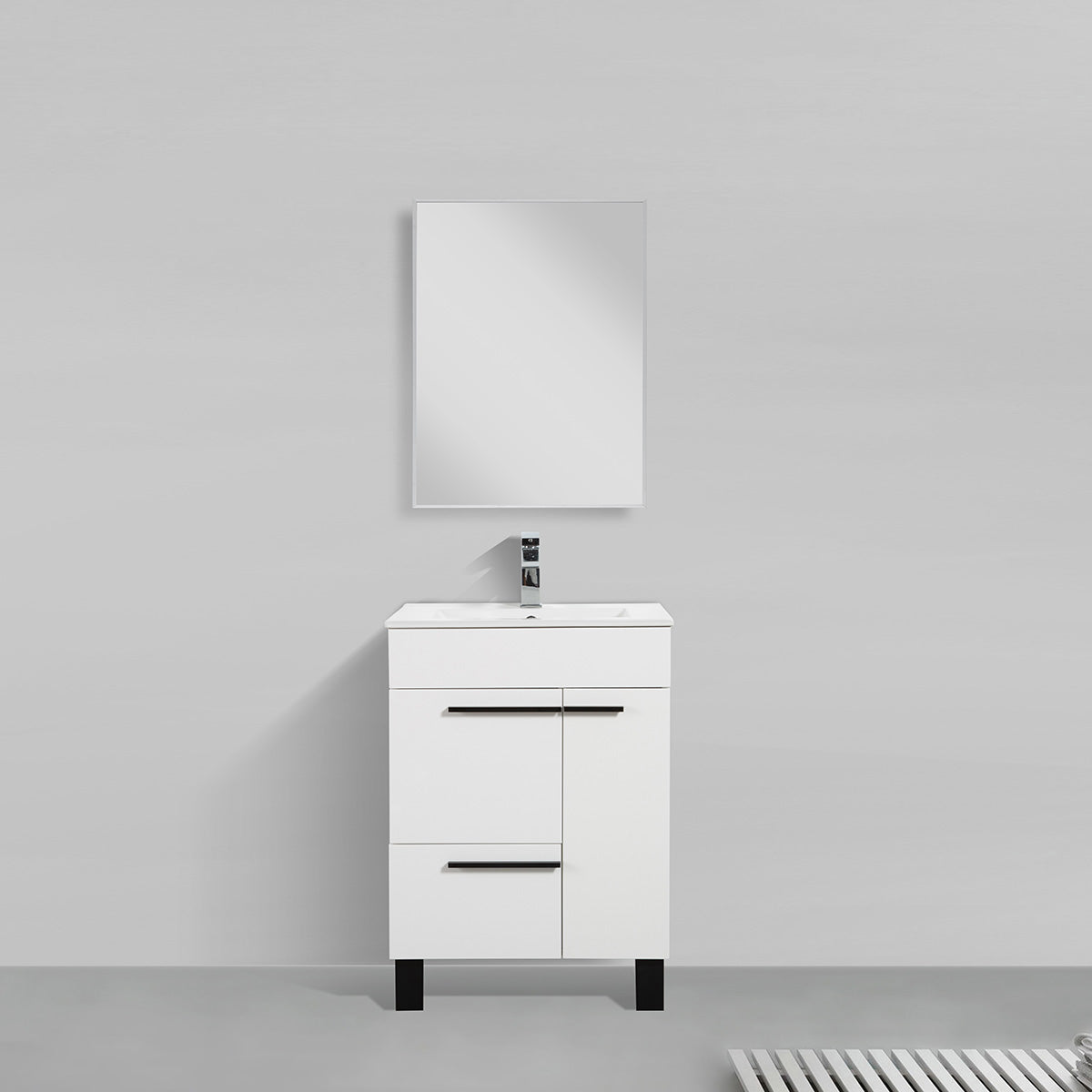 24" V9007 Gill Vanity & Ceramic Sink (Glossy White)