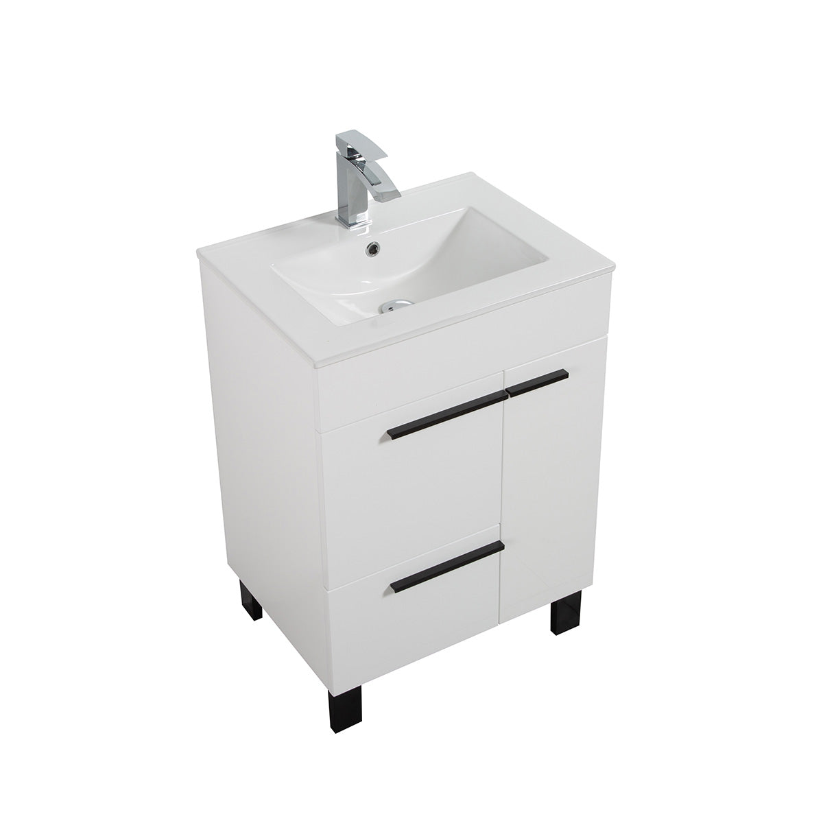 24" V9007 Gill Vanity & Ceramic Sink (Glossy White)