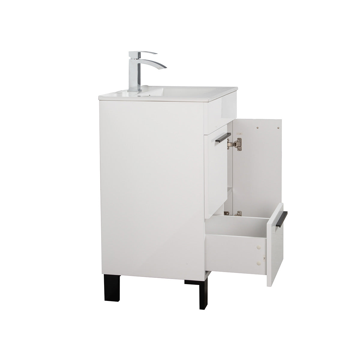 24" V9007 Gill Vanity & Ceramic Sink (Glossy White)