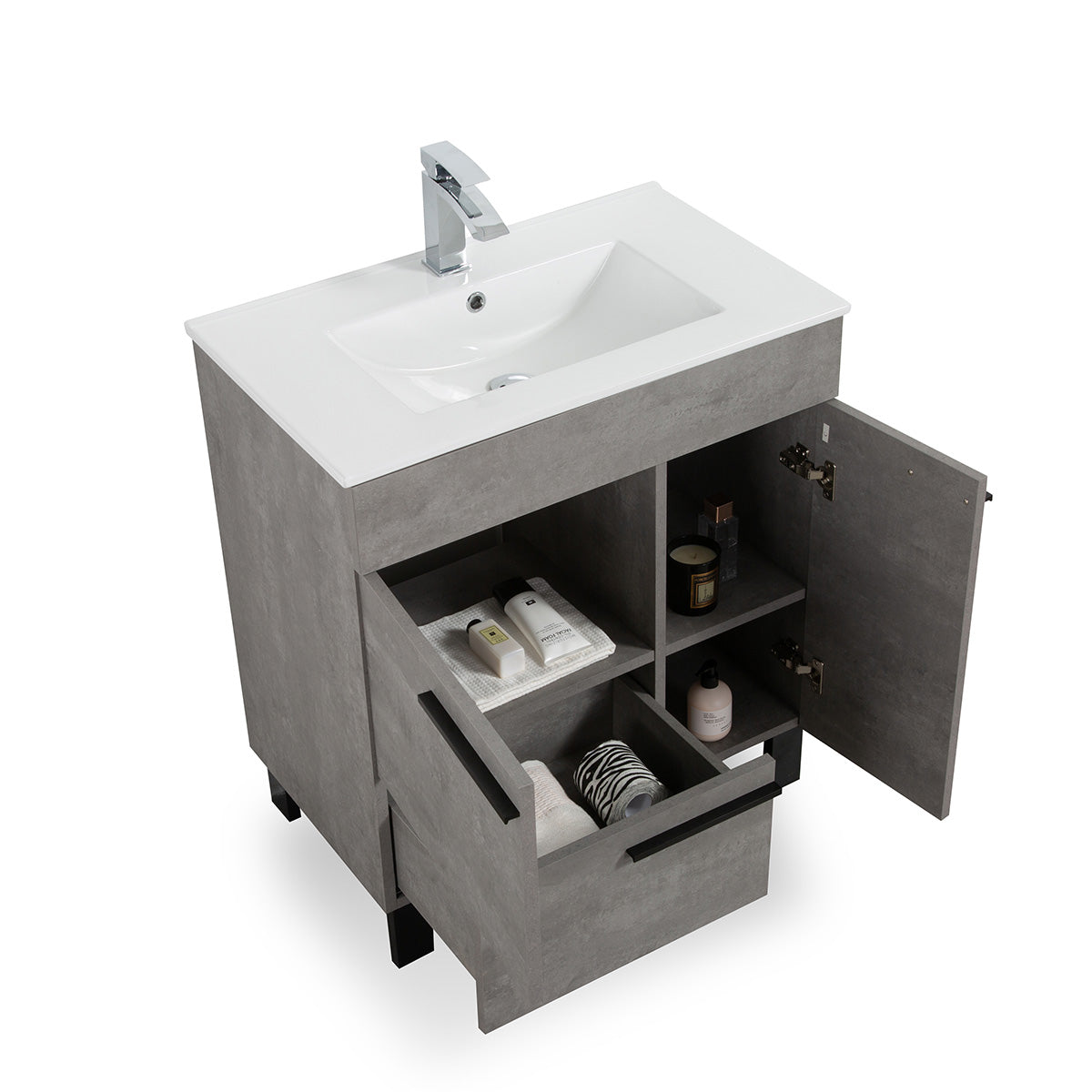 30" V9007 Gill Vanity & Ceramic Sink (Cement Grey)