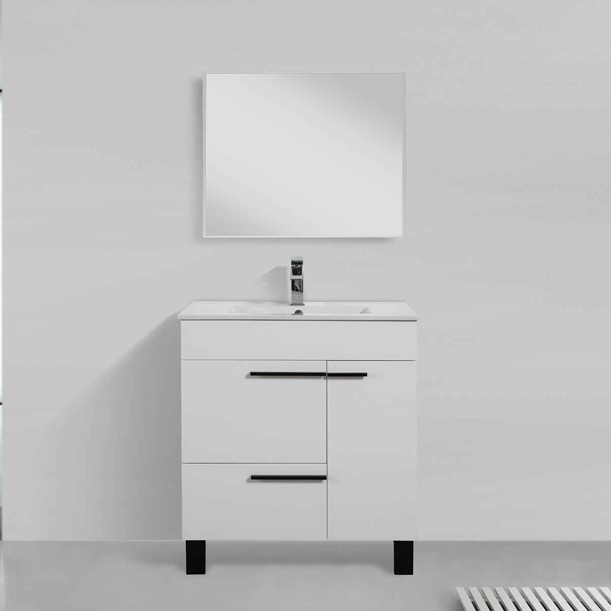 30" V9007 Gill Vanity & Ceramic Sink (Glossy White)