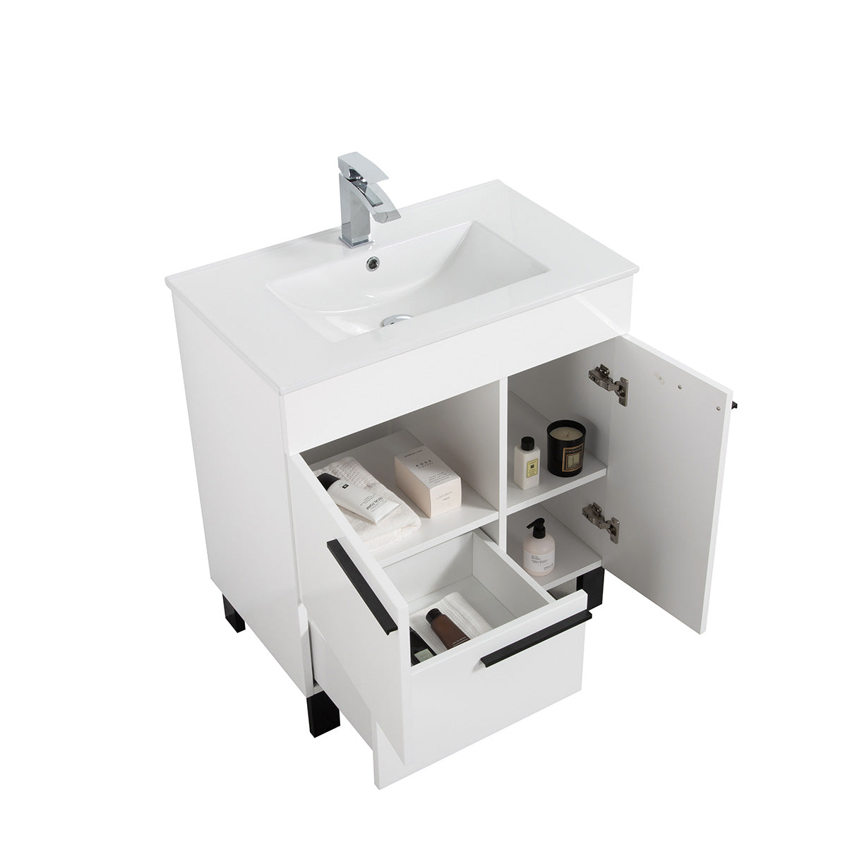 30" V9007 Gill Vanity & Ceramic Sink (Glossy White)