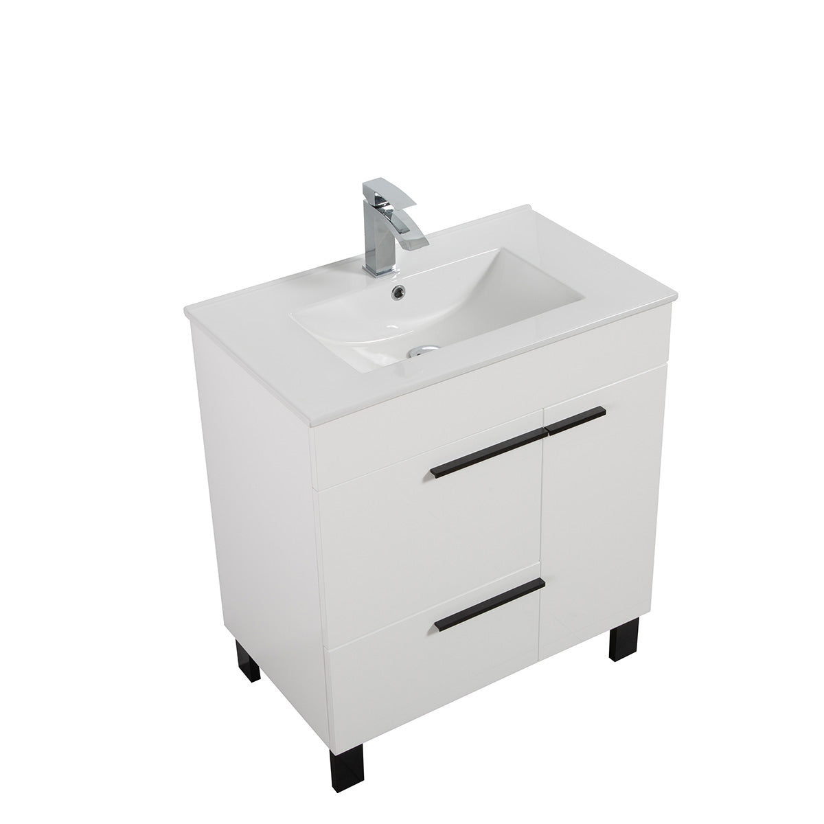 30" V9007 Gill Vanity & Ceramic Sink (Glossy White)