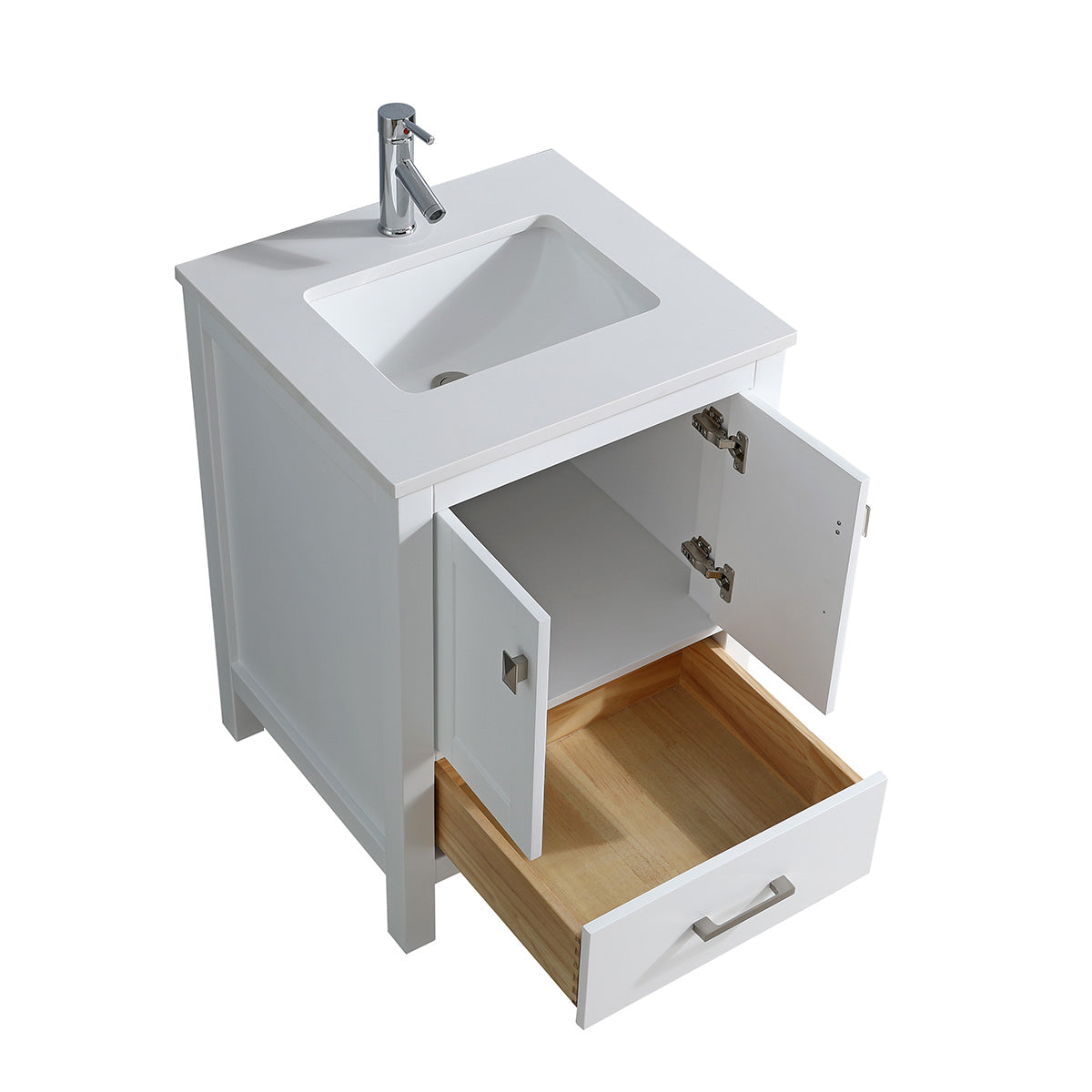 24" V9008 Vanity  & Quartz Countertop Combo (Matte White)