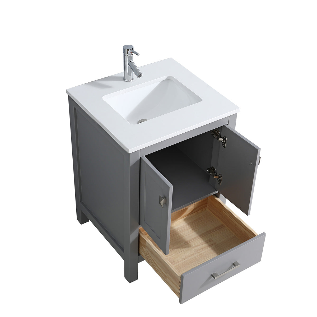 24" V9008 Vanity & Quartz Countertop Combo (Matte Grey)