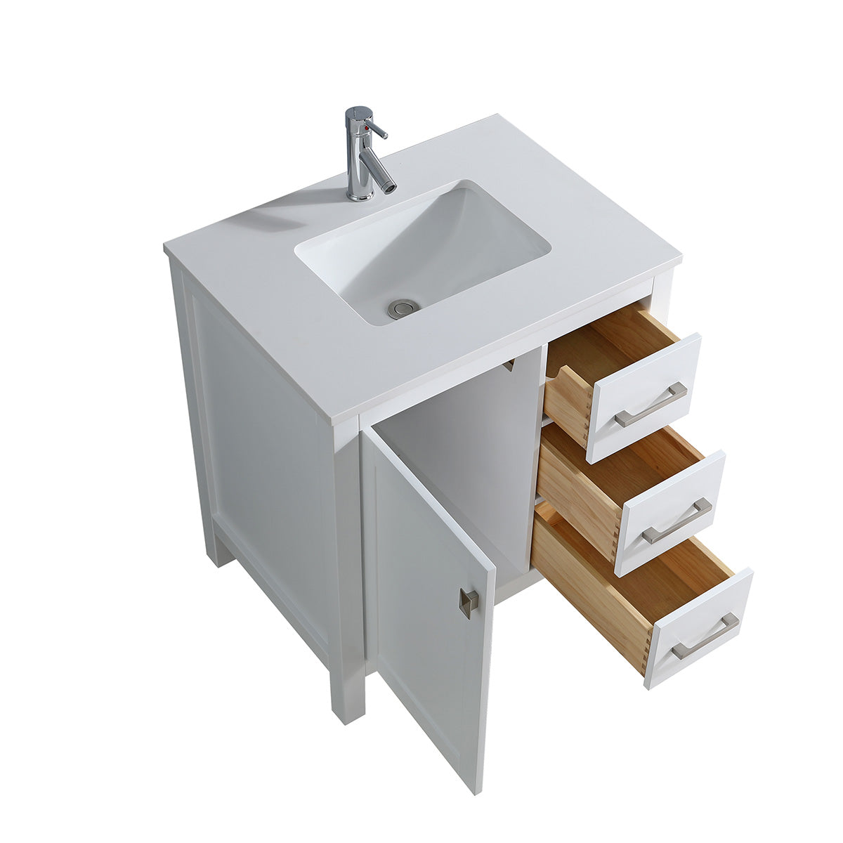 30" V9008 Vanity & Quartz Countertop Combo  (Matte White)