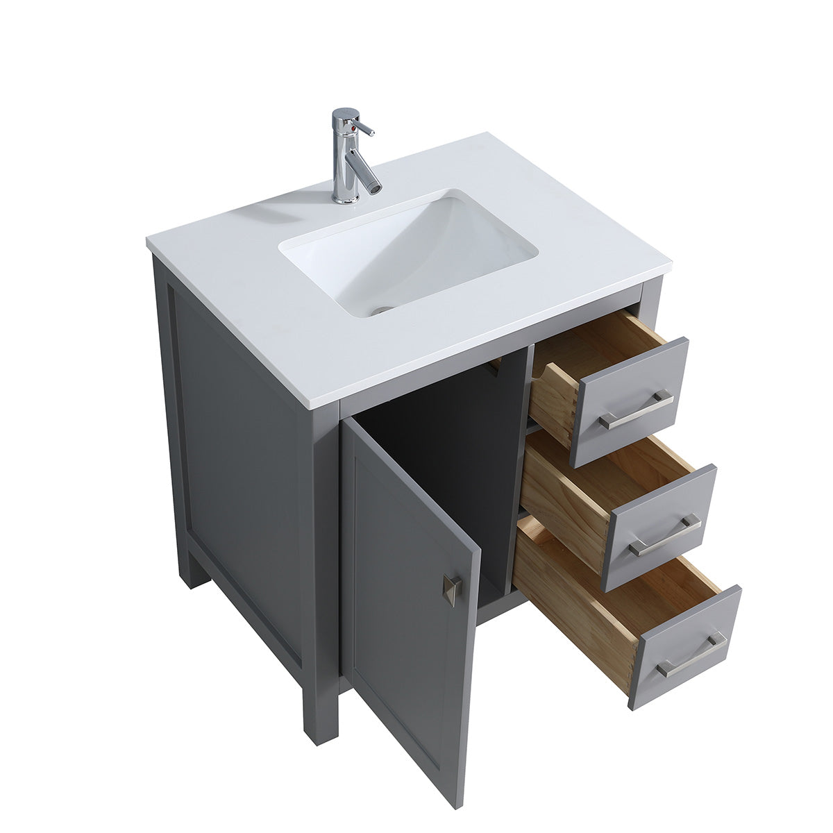 30" V9008 Vanity & Quartz Countertop Combo (Matte Grey)