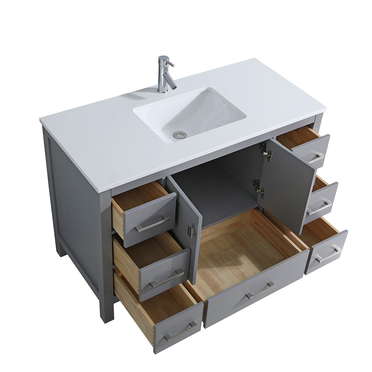 48" V9008 Vanity & Quartz Countertop Combo (Matte Grey)