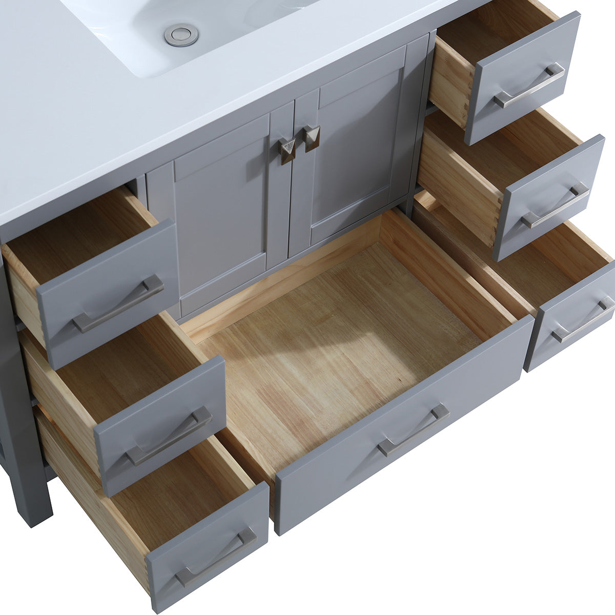 48" V9008 Vanity & Quartz Countertop Combo (Matte Grey)