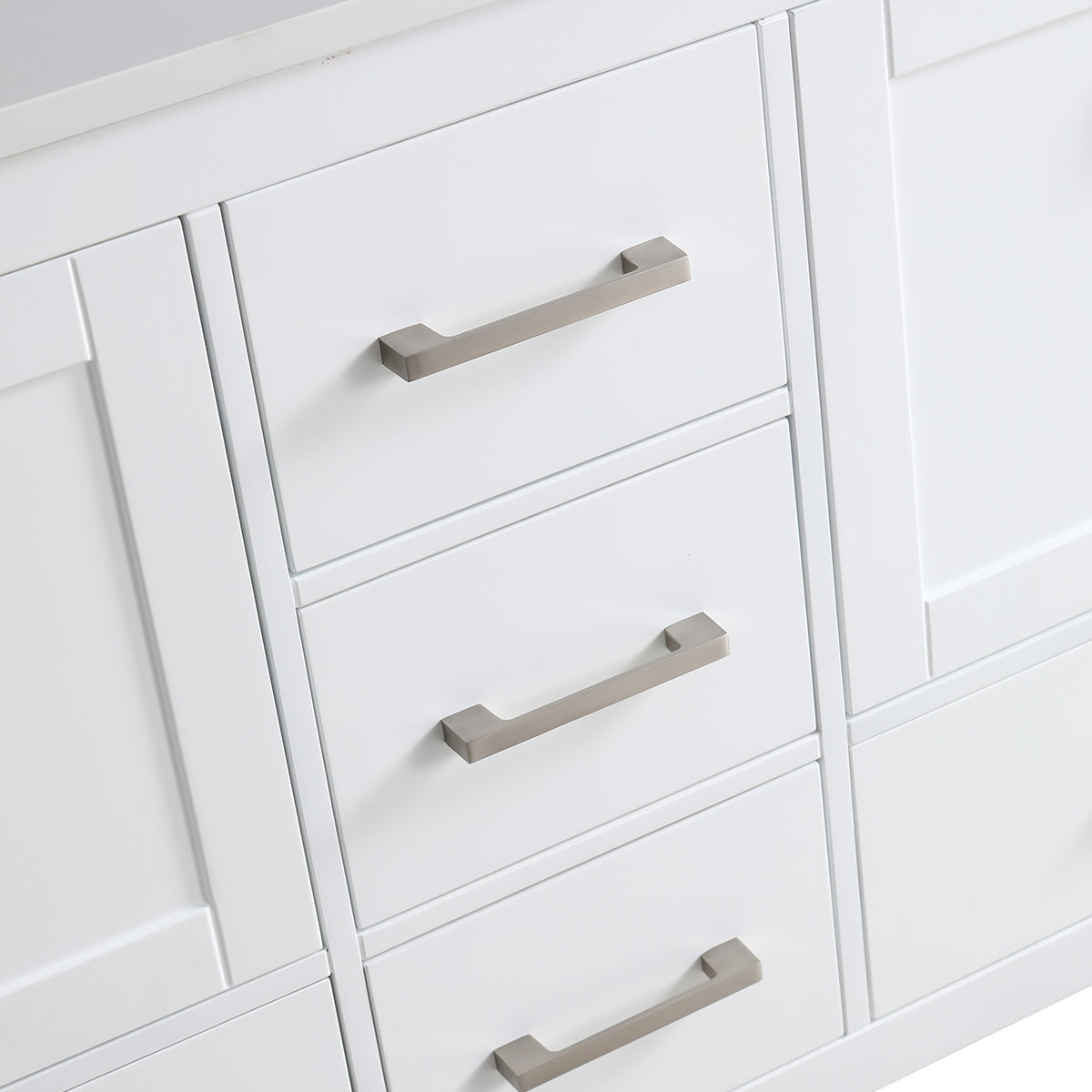 60" V9008 Vanity & Quartz Countertop Double Basins (Matte White)