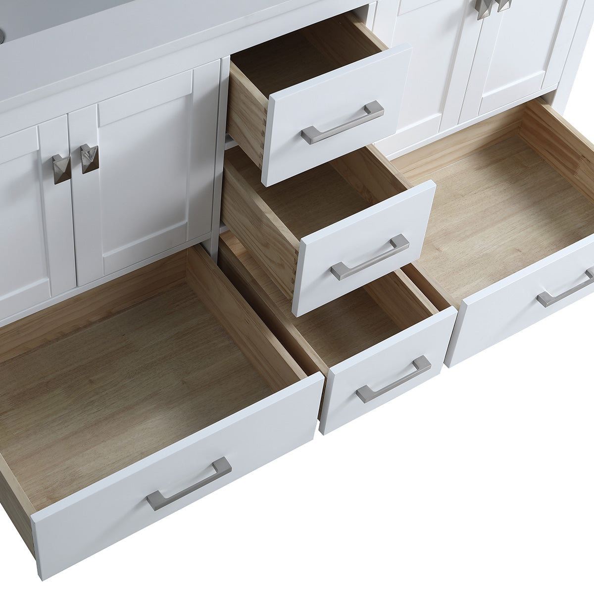 60" V9008 Vanity & Quartz Countertop Double Basins (Matte White)