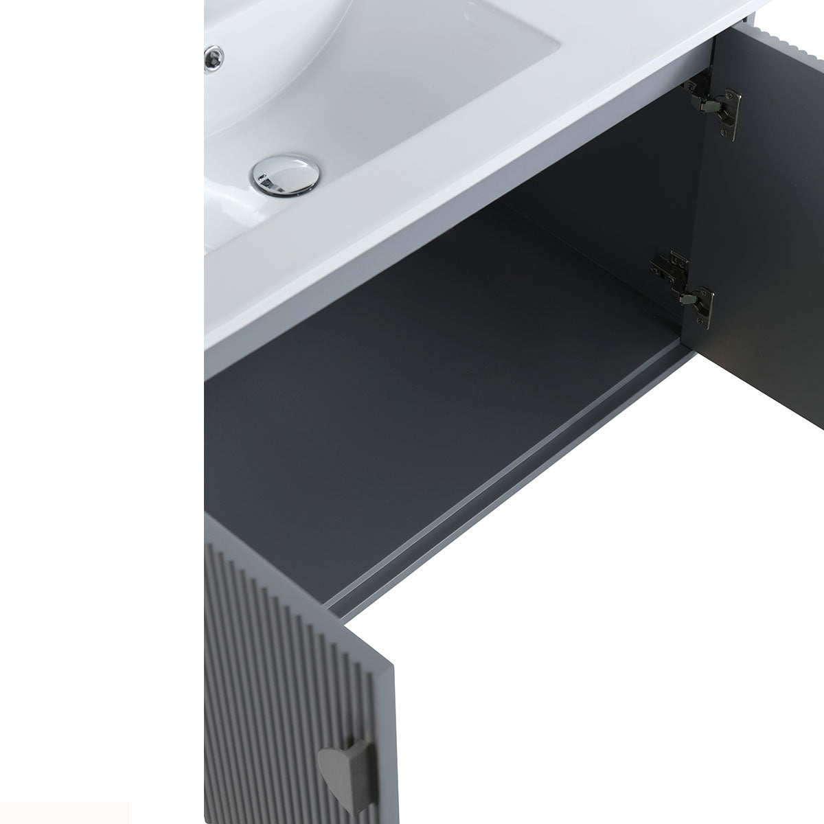 36" V9012 Wall Hung Vanity & Ceramic Sink (Matte Grey)