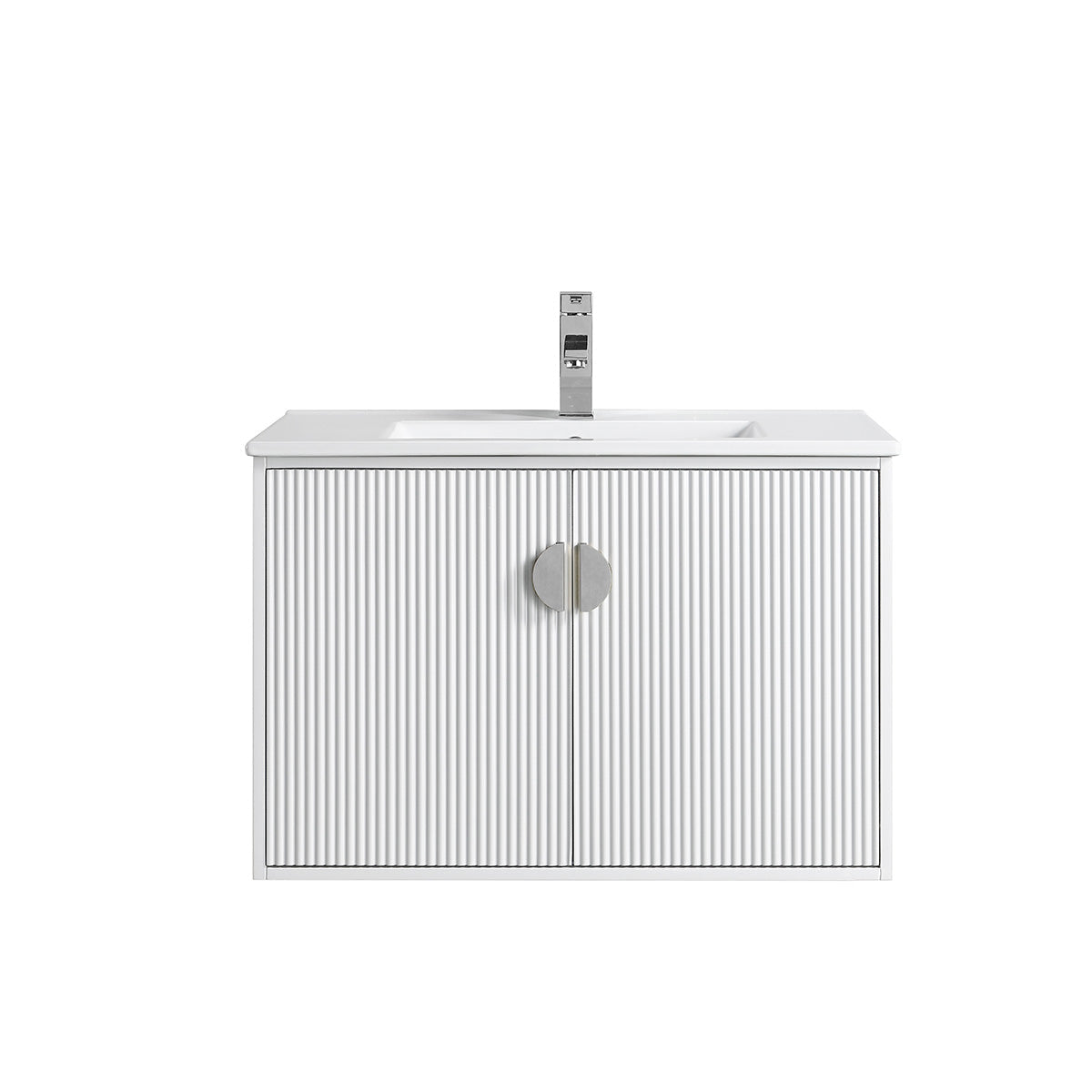 24" V9012 Wall Hung Vanity & Ceramic Sink (Glossy White)