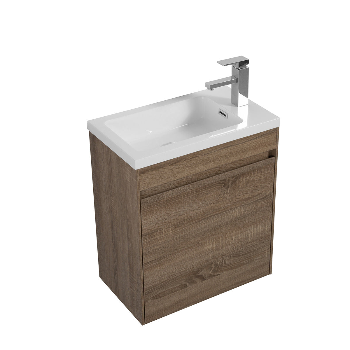 22" V9017 Series Slice Wall Hung Vanity & Acrylic Basin (Sono Oak)