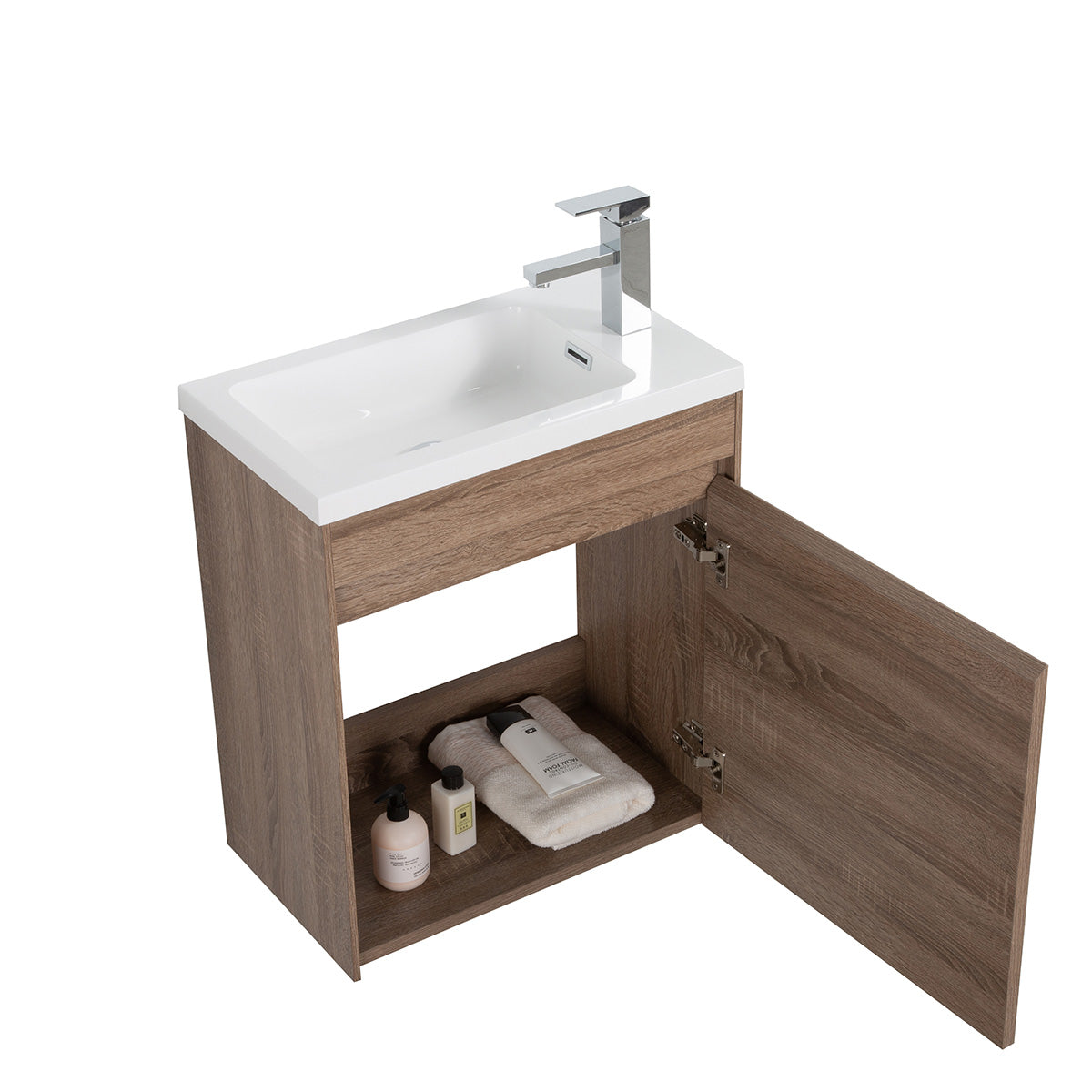 22" V9017 Series Slice Wall Hung Vanity & Acrylic Basin (Sono Oak)