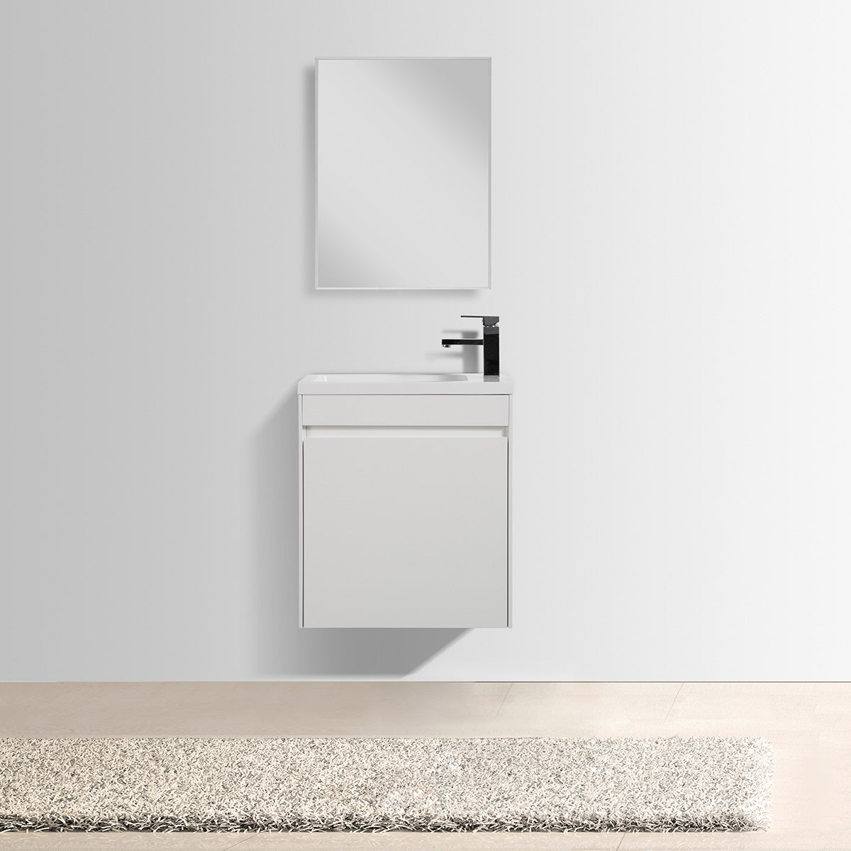 22" V9017 Series Slice Wall Hung Vanity & Acrylic Basin (Glossy White)