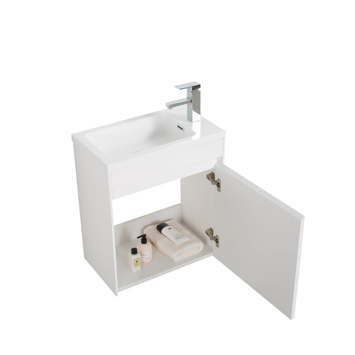 22" V9017 Series Slice Wall Hung Vanity & Acrylic Basin (Glossy White)