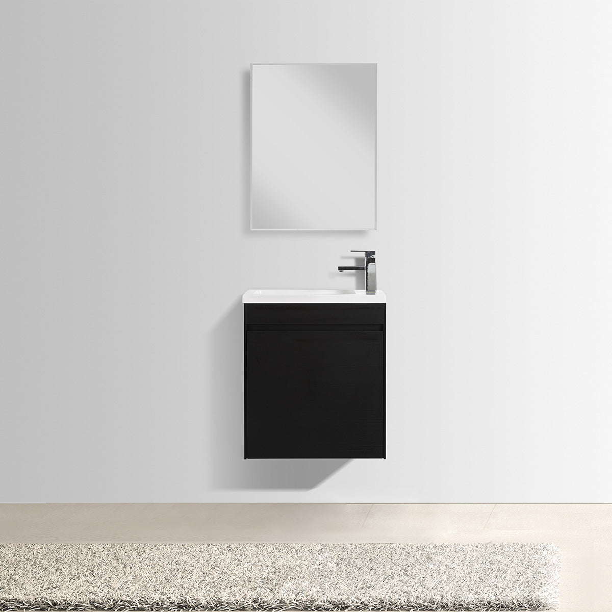 22" V9017 Series Slice Wall Hung Vanity & Acrylic Basin (Black Oak)