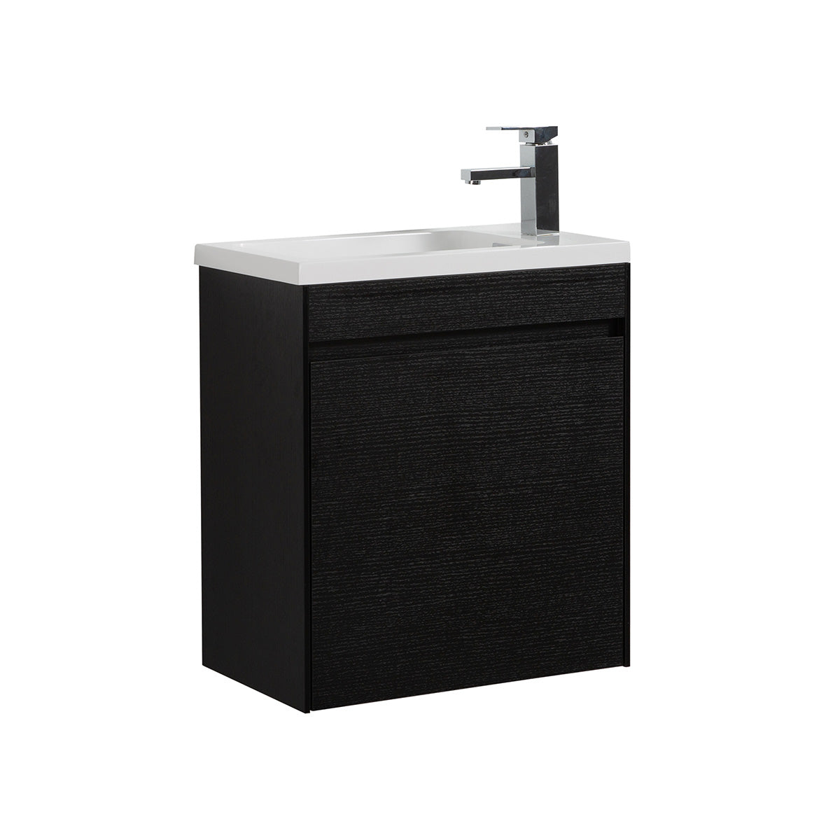 22" V9017 Series Slice Wall Hung Vanity & Acrylic Basin (Black Oak)