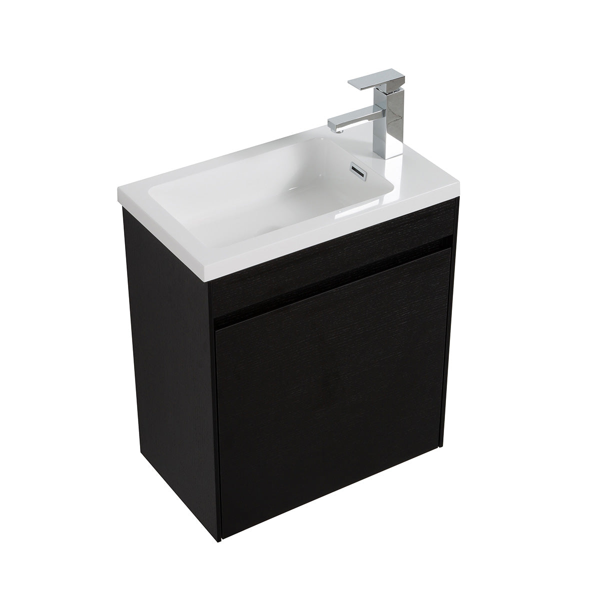 22" V9017 Series Slice Wall Hung Vanity & Acrylic Basin (Black Oak)