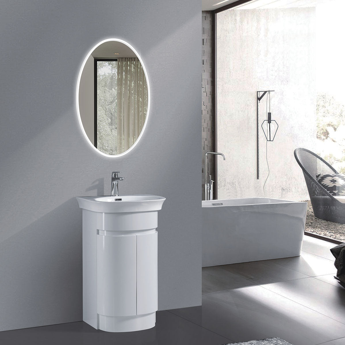 20" V9020 Series Vanity & Ceramic Sink (Matte White)