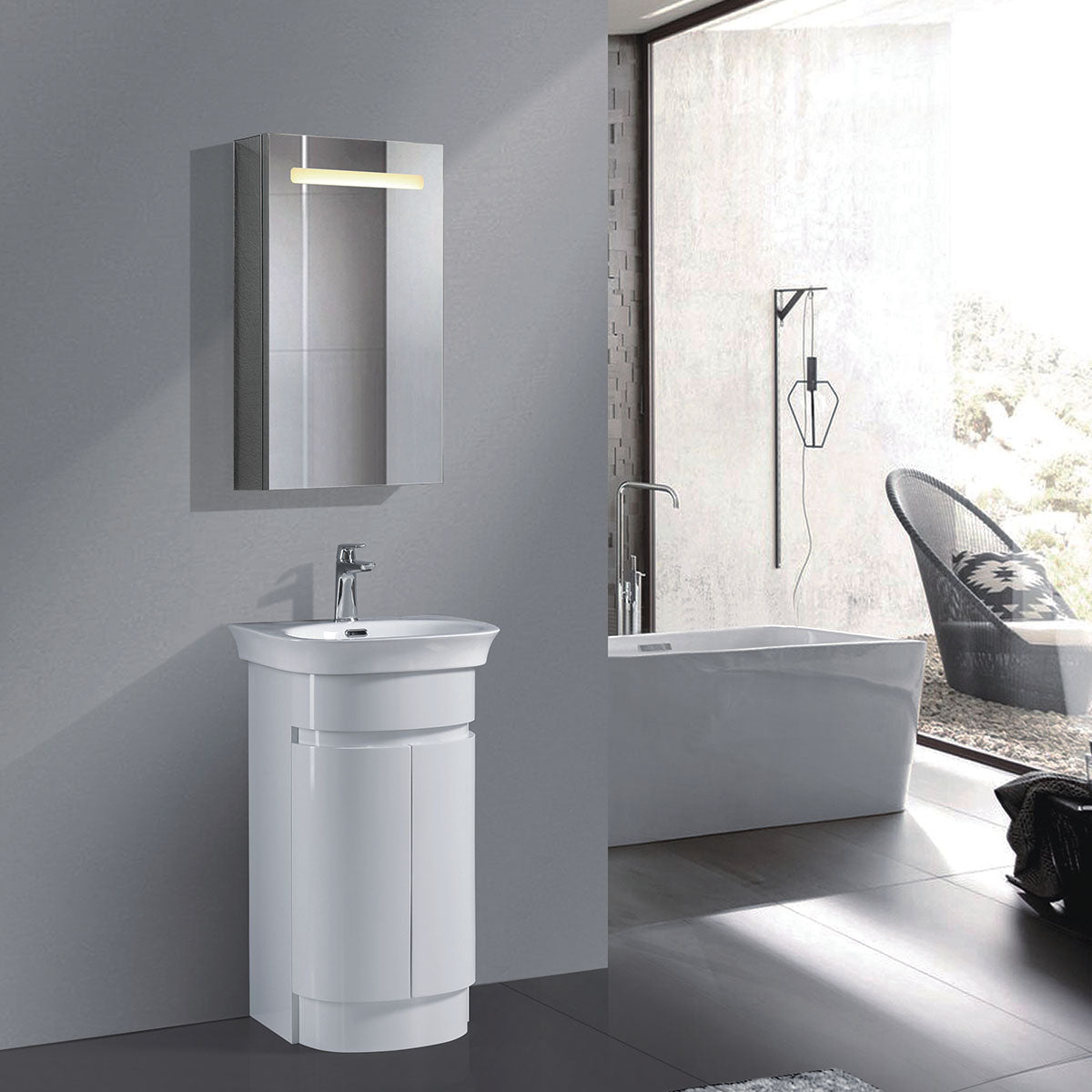 20" V9020 Series Vanity & Ceramic Sink (Matte White)