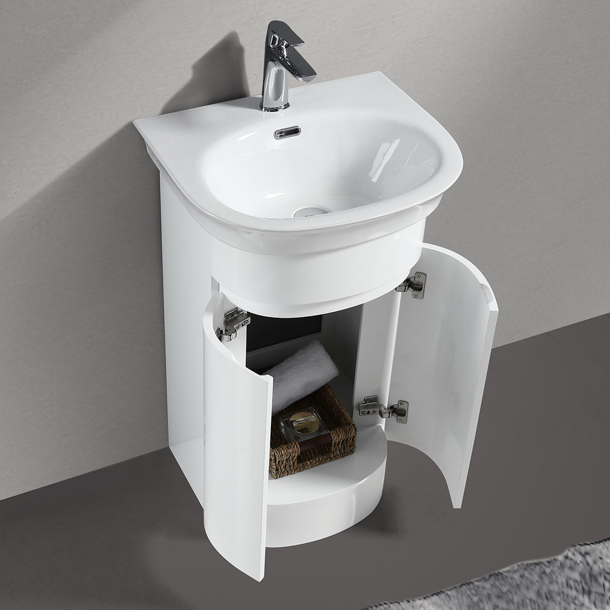 20" V9020 Series Vanity & Ceramic Sink (Matte White)