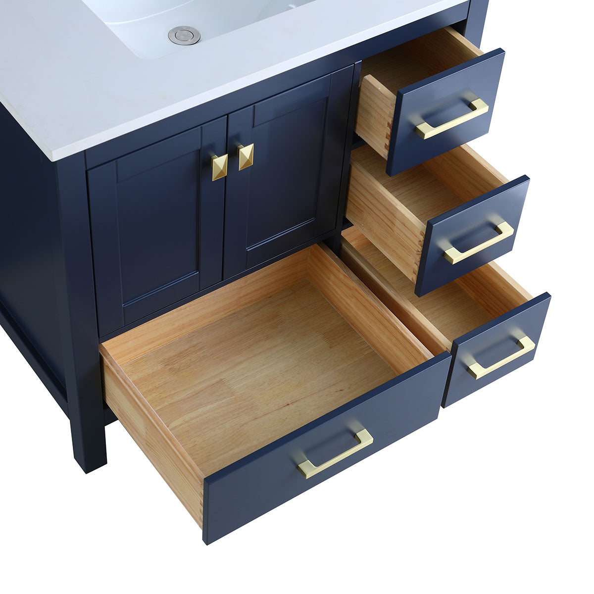 36" V9008 Vanity & Quartz Countertop Combo (Royal Blue)