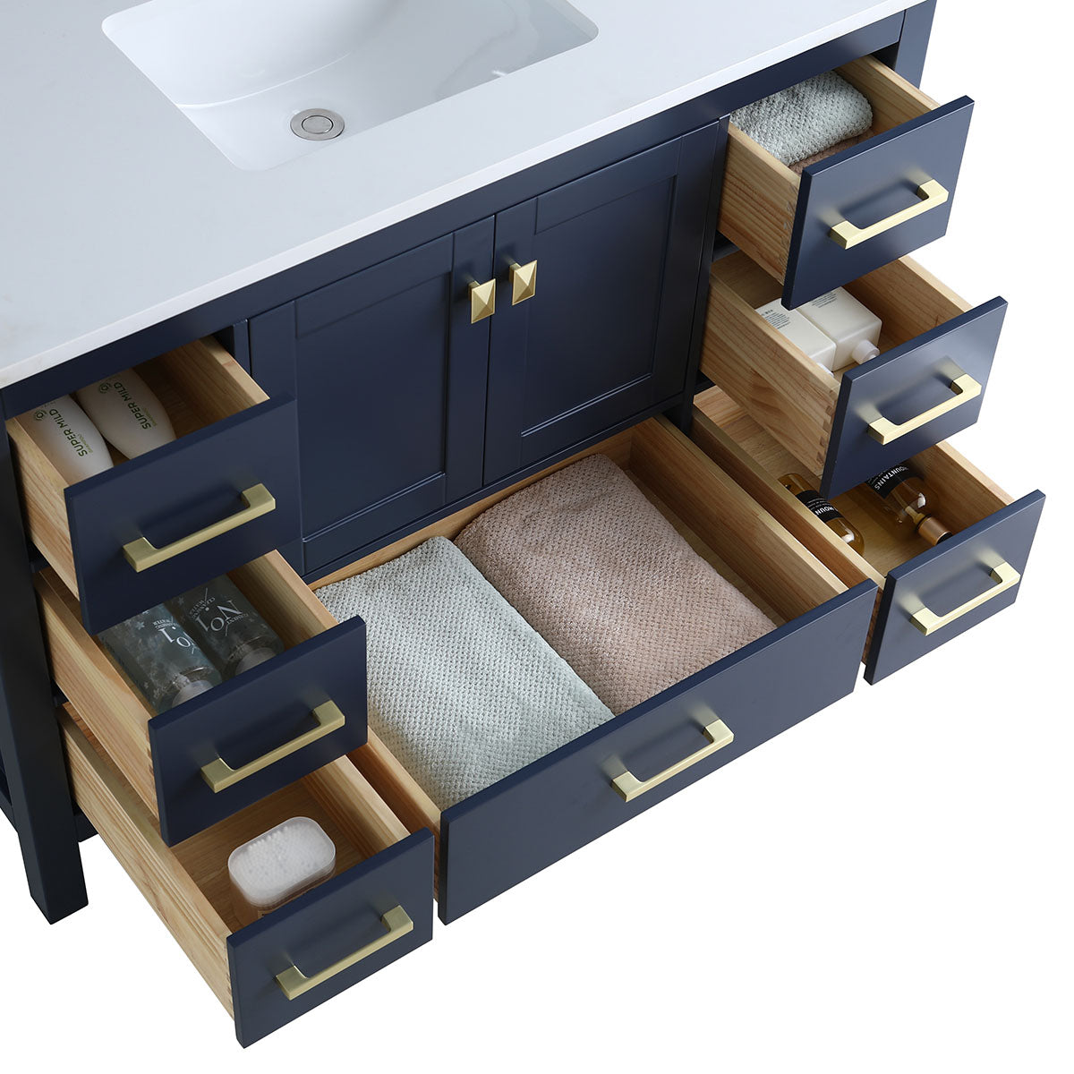 48" V9008 Vanity & Quartz Countertop Combo (Royal Blue)