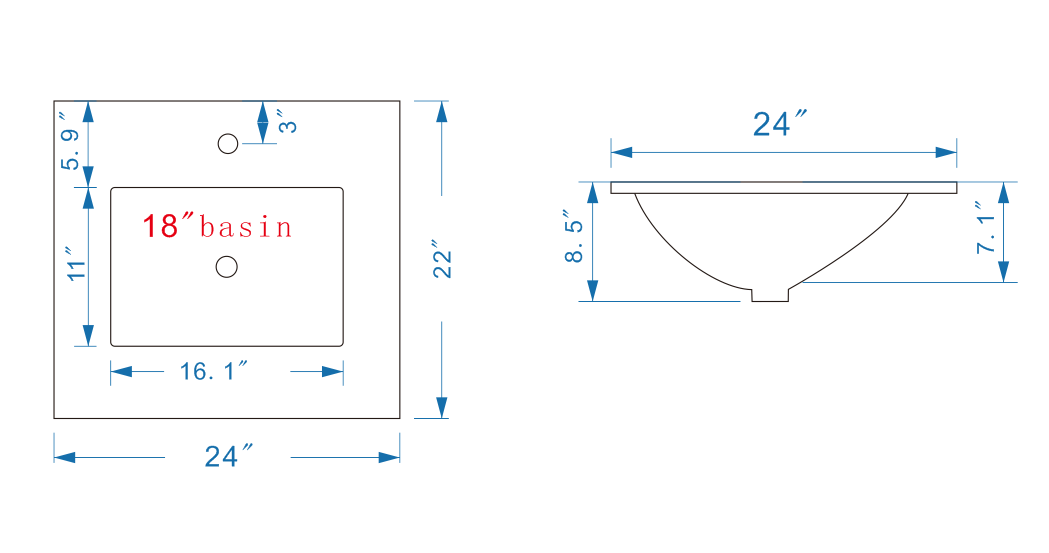 24" V9008 Vanity  & Quartz Countertop Combo (Matte White)