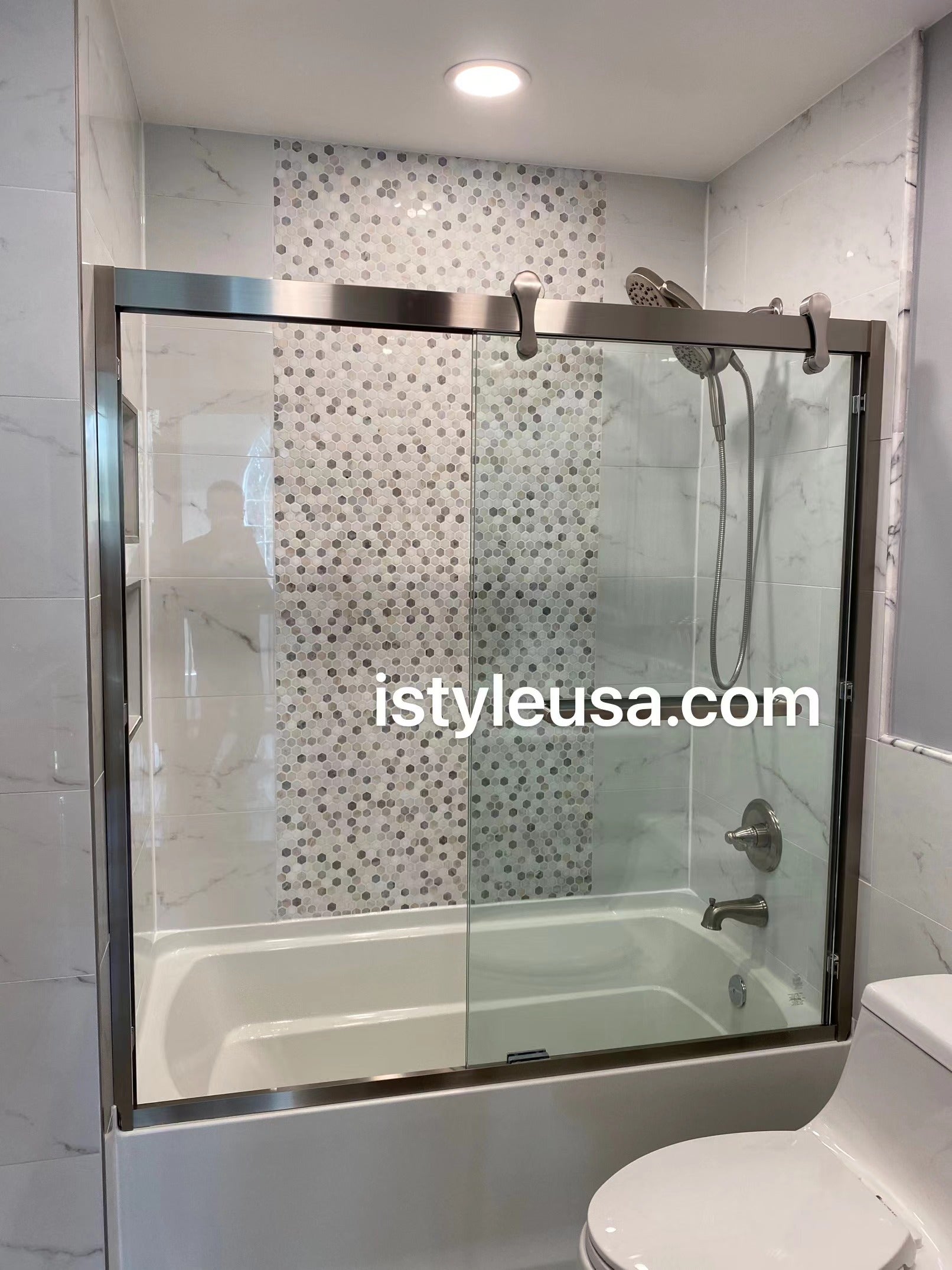 60" GBY22 Owen Bypass Series Tub Door with Klearteck Treatment (3/8" Thickness) (Brushed Nickel)