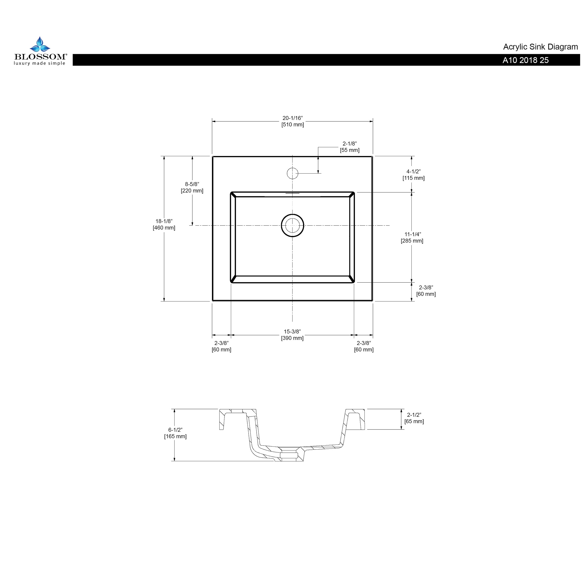 Acrylic Top-Mount Basin 20×18