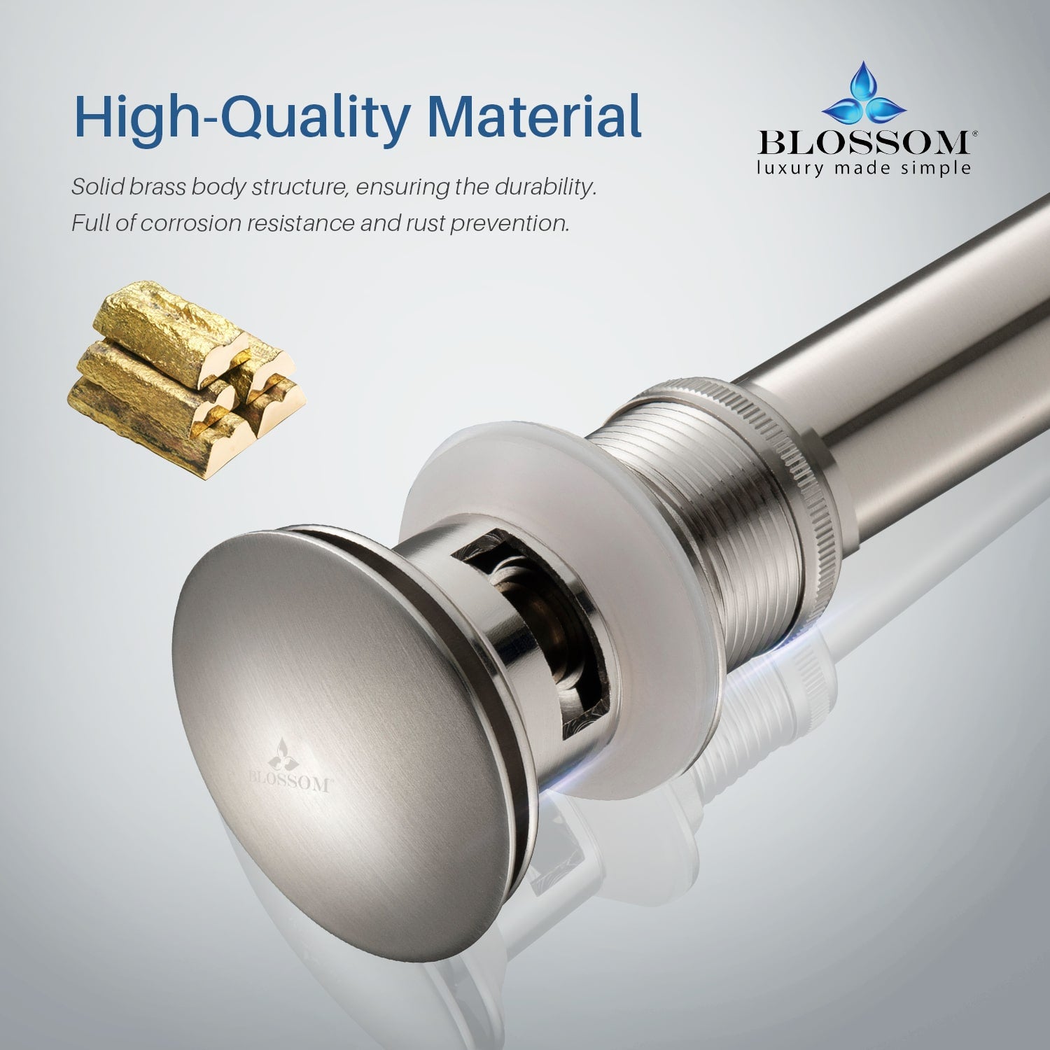 1-1/4” Brass Pop-up with Overflow – BA02 001