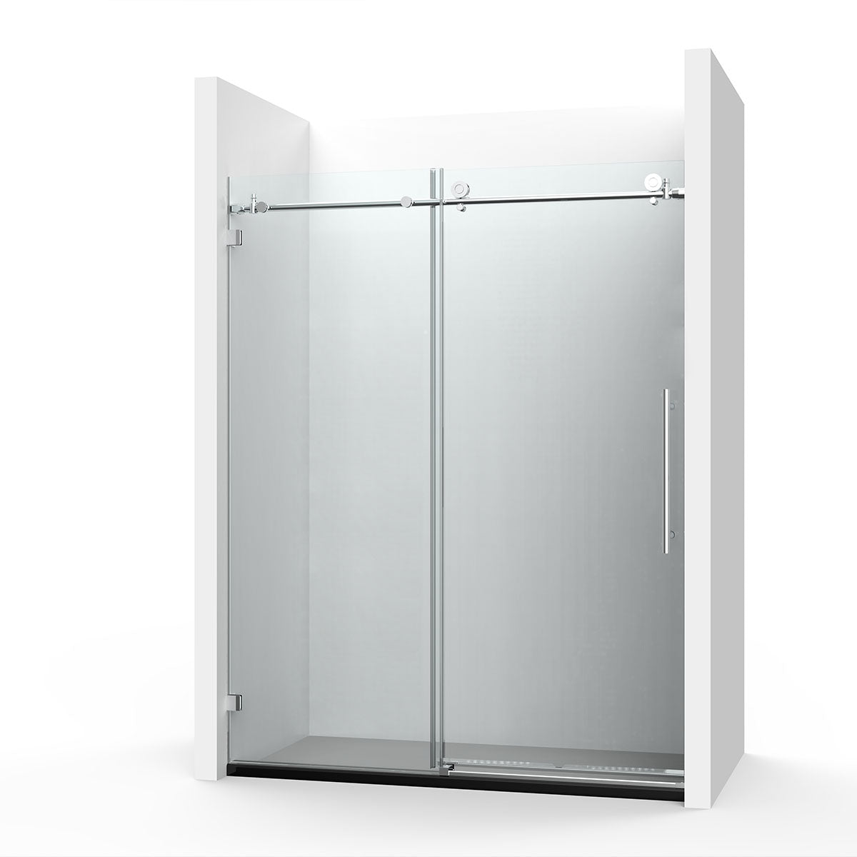 BR01 Joseph Frameless Single Sliding Shower Door with Klearteck Treatment (3/8" Thickness) (Brushed Nickel)