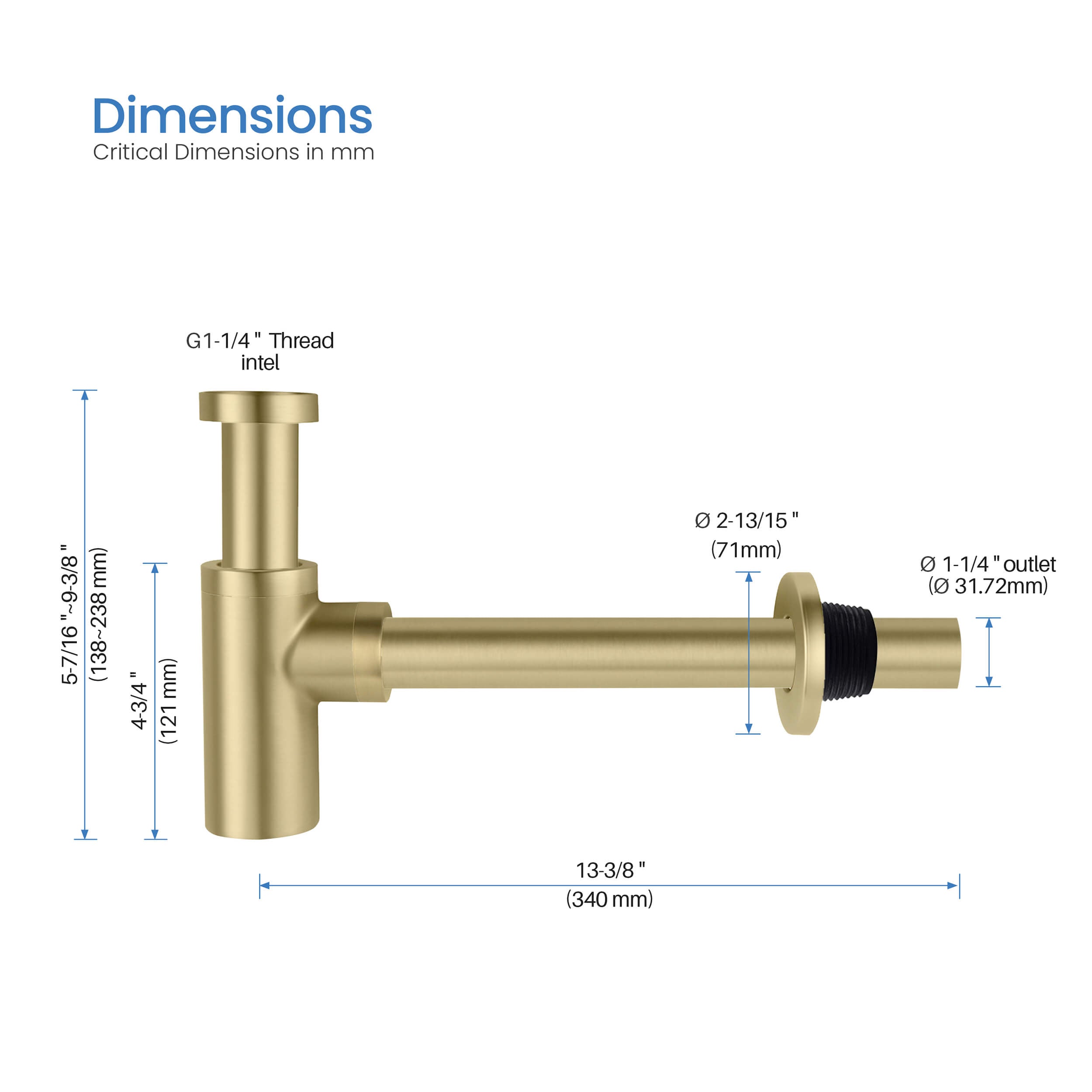 Bathroom Sink Decorative Round Bottle Trap - BT-1