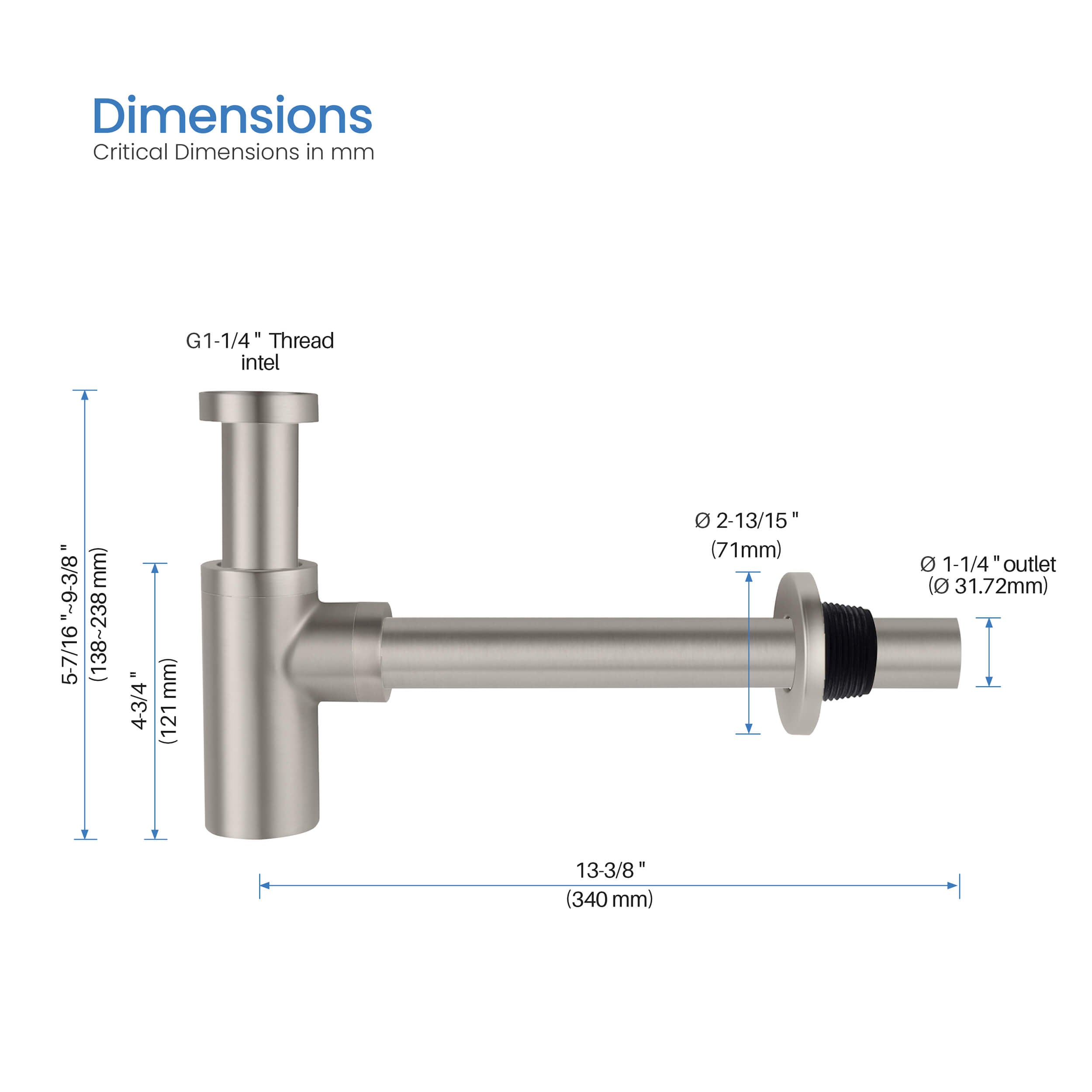Bathroom Sink Decorative Round Bottle Trap - BT-1