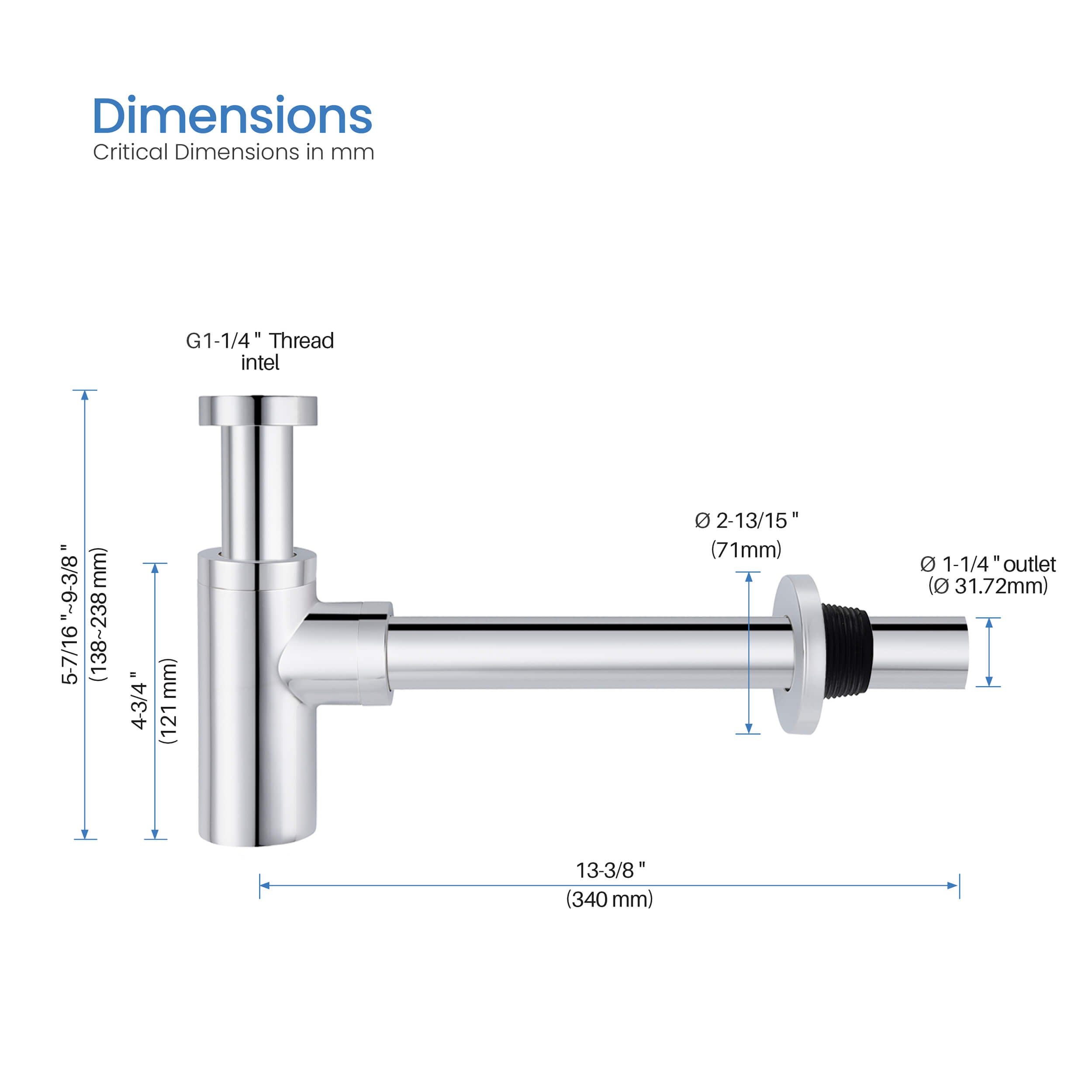Bathroom Sink Decorative Round Bottle Trap - BT-1