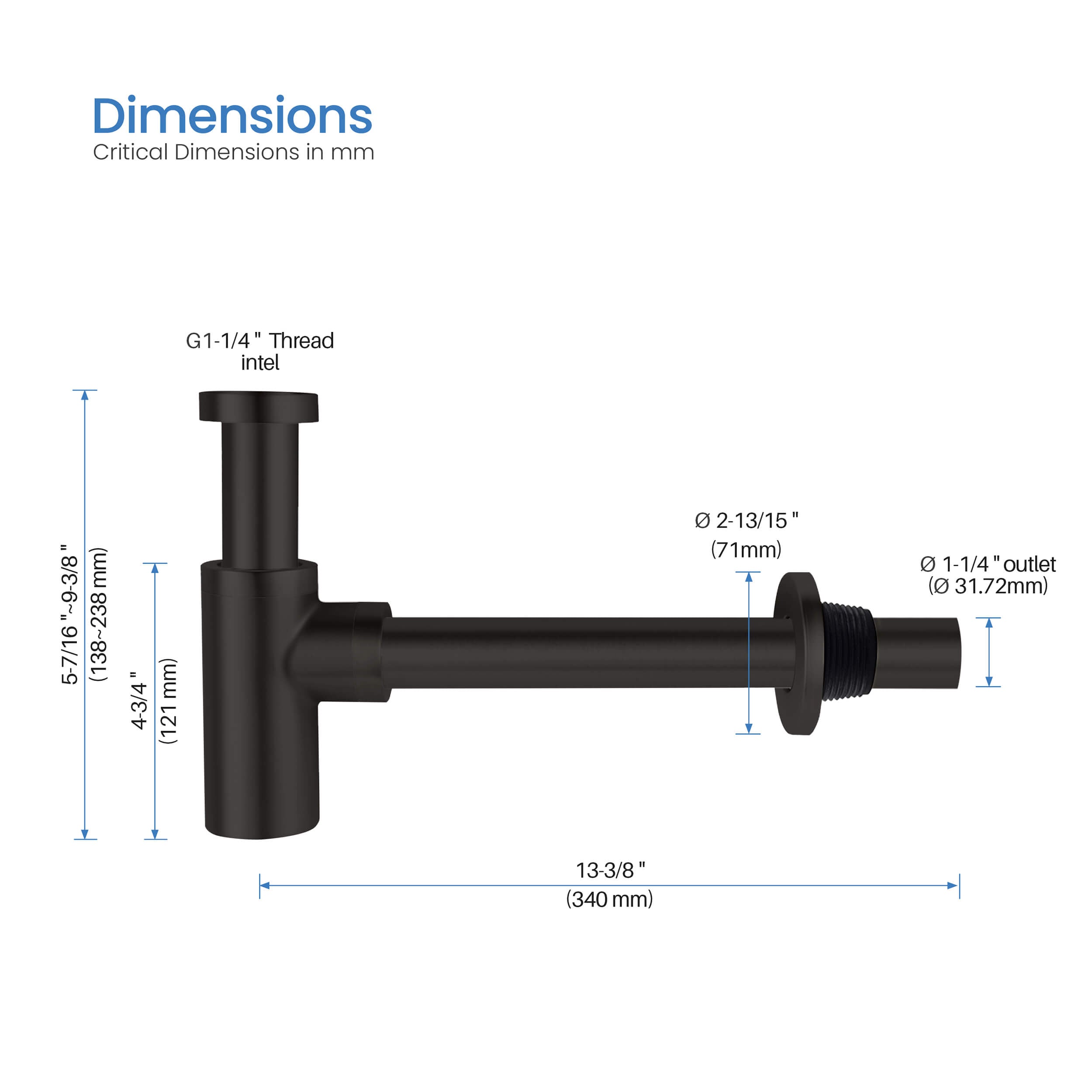 Bathroom Sink Decorative Round Bottle Trap - BT-1