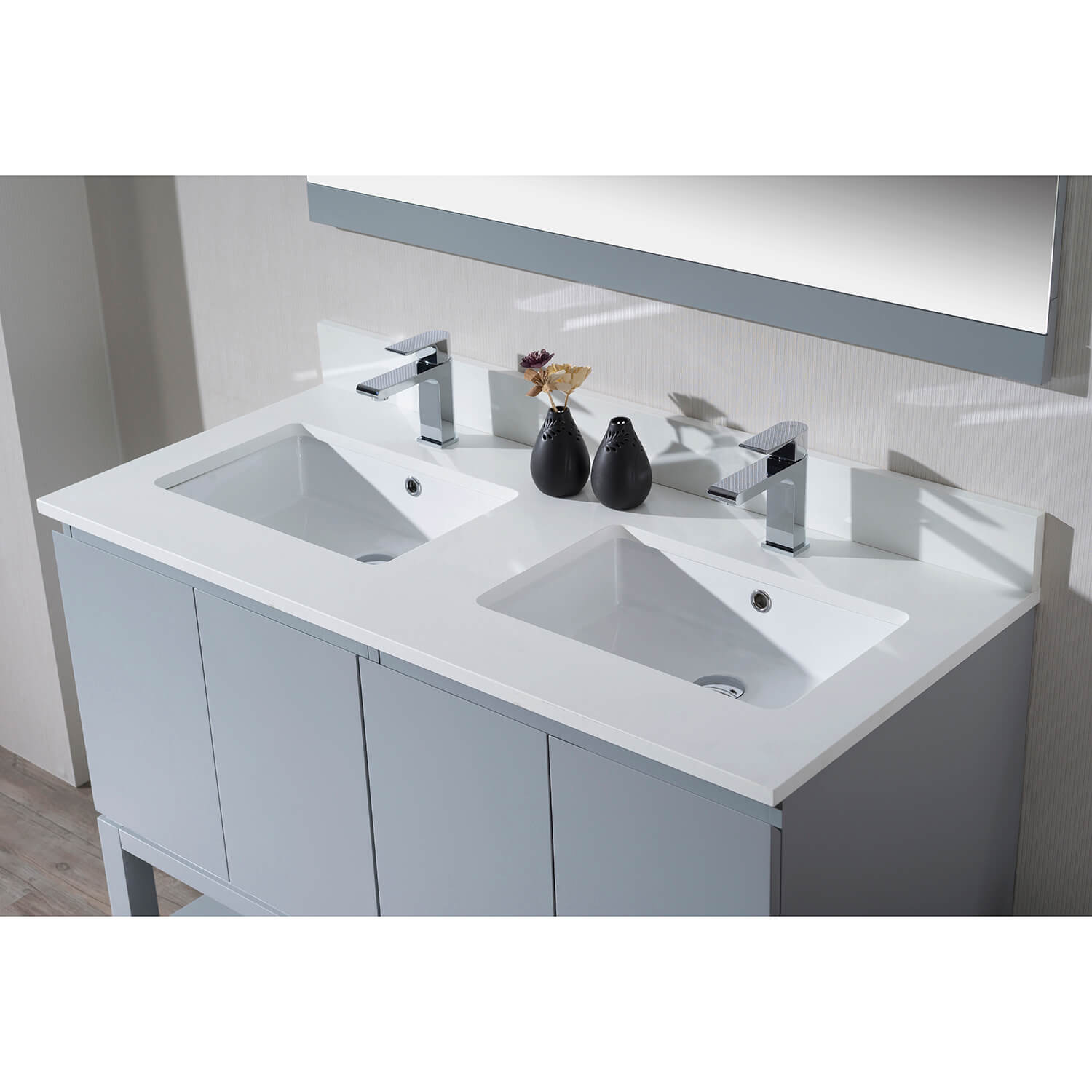 48.5″ Countertop (Double Basin) – White Quartz – CT5000 4822D 02 - Shop at Home Craft Studio - 1