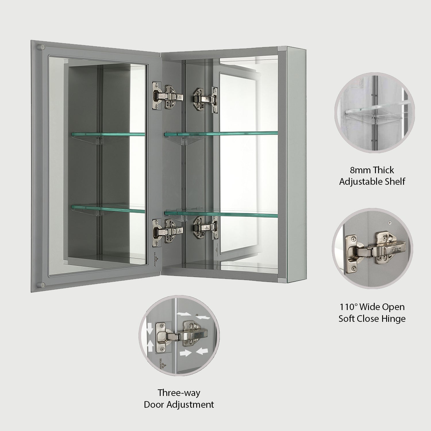 Aluminum Medicine Cabinet with Mirror – MC8 1526 - Shop at Home Craft Studio - 3