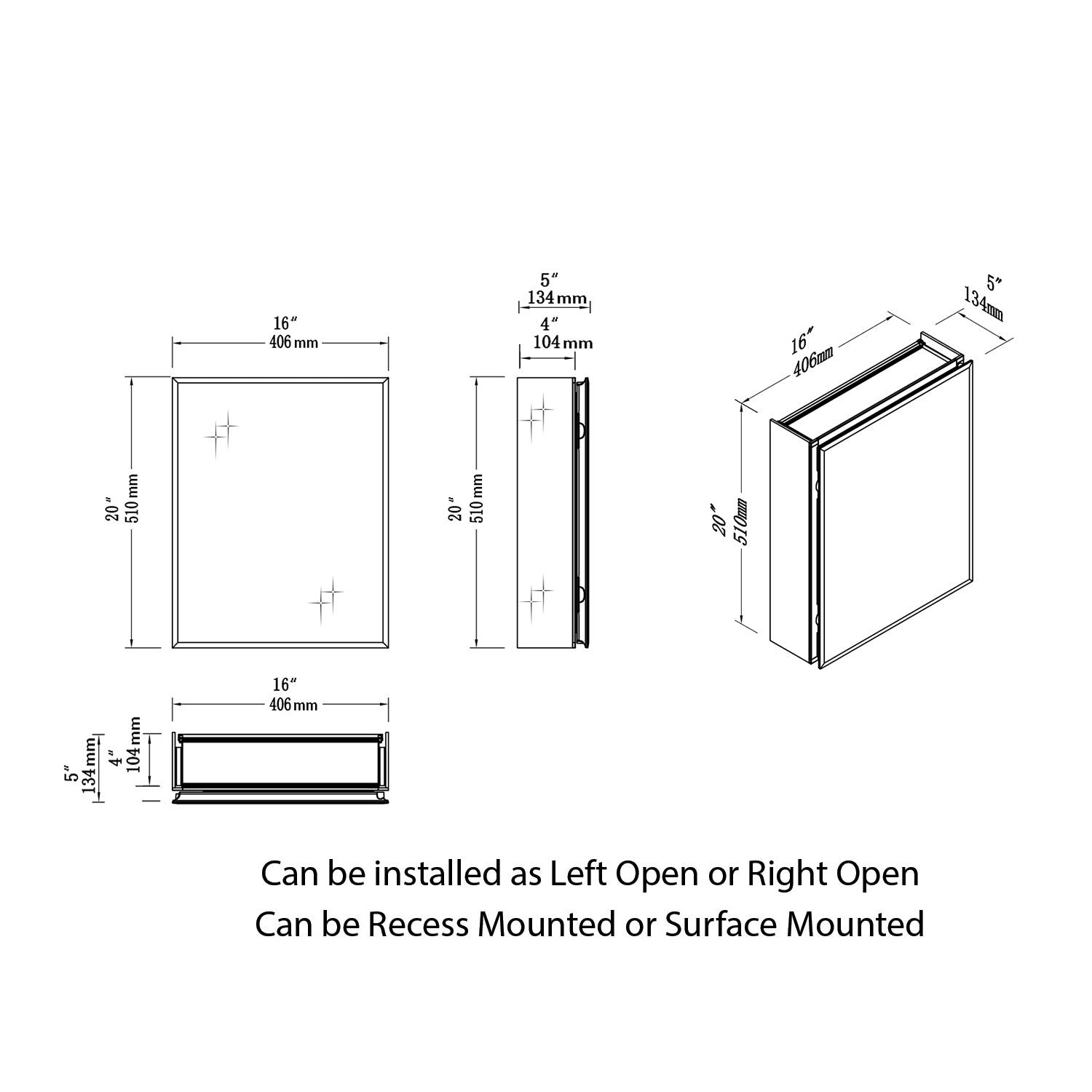 Aluminum Medicine Cabinet with Mirror – MC8 1620 - Shop at Home Craft Studio - 5