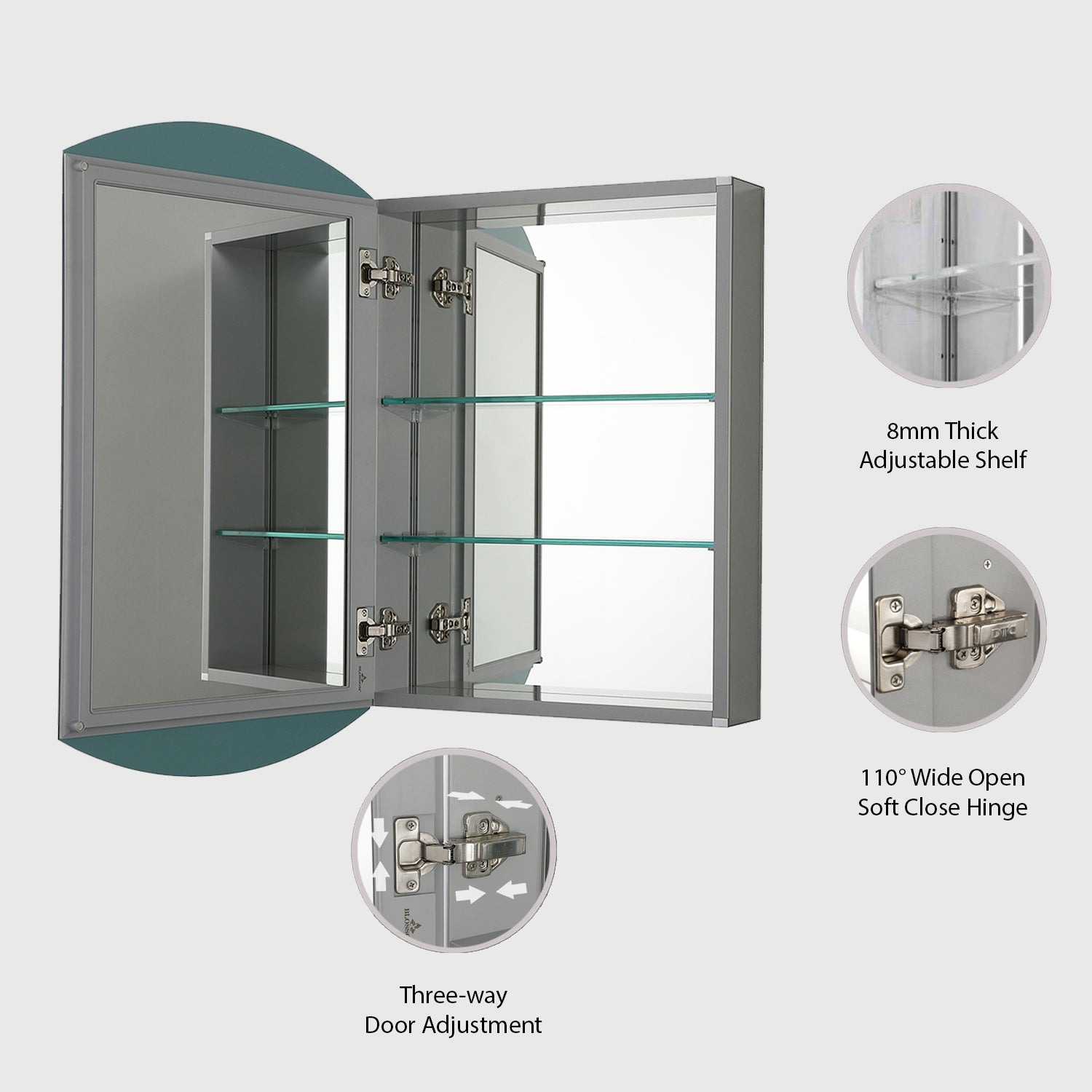 Aluminum Medicine Cabinet with Mirror – MC8 2031 - Shop at Home Craft Studio - 3