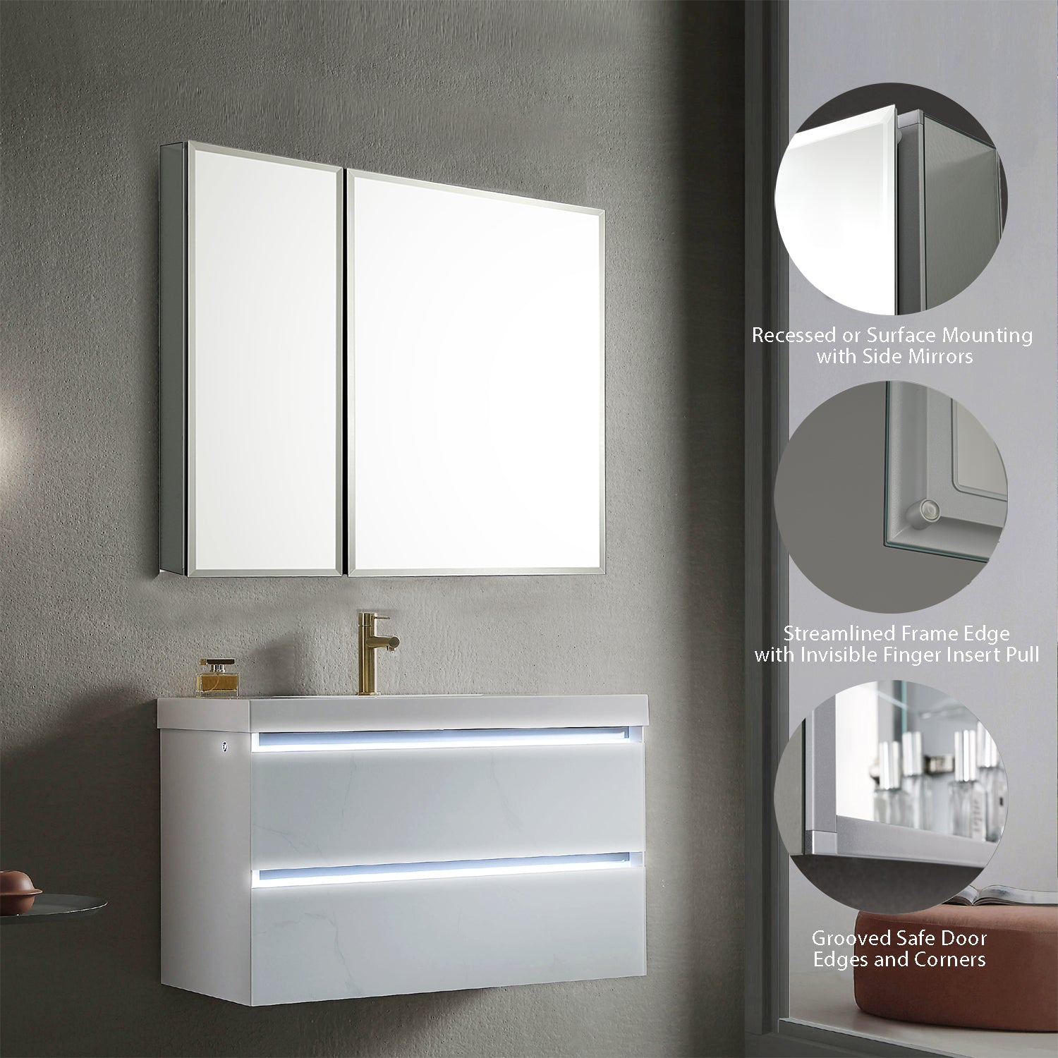 Aluminum Medicine Cabinet with Mirror – MC8 2526 - Shop at Home Craft Studio - 5