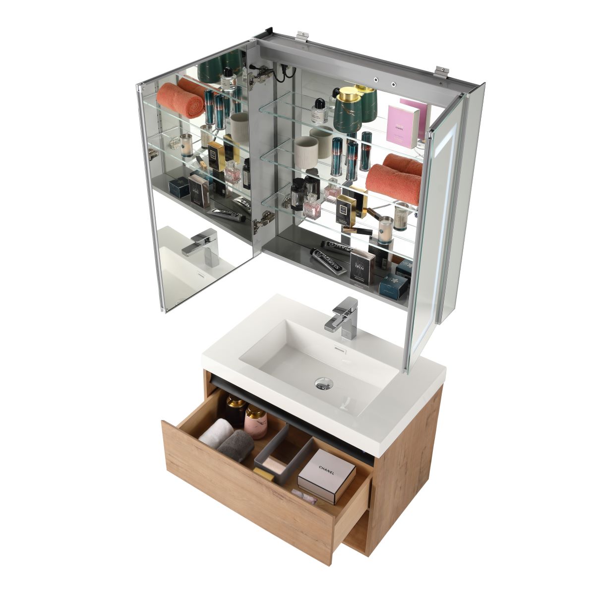 Bergen 30″ Vanity (Dual LED Illuminated) - Shop at Home Craft Studio - 14
