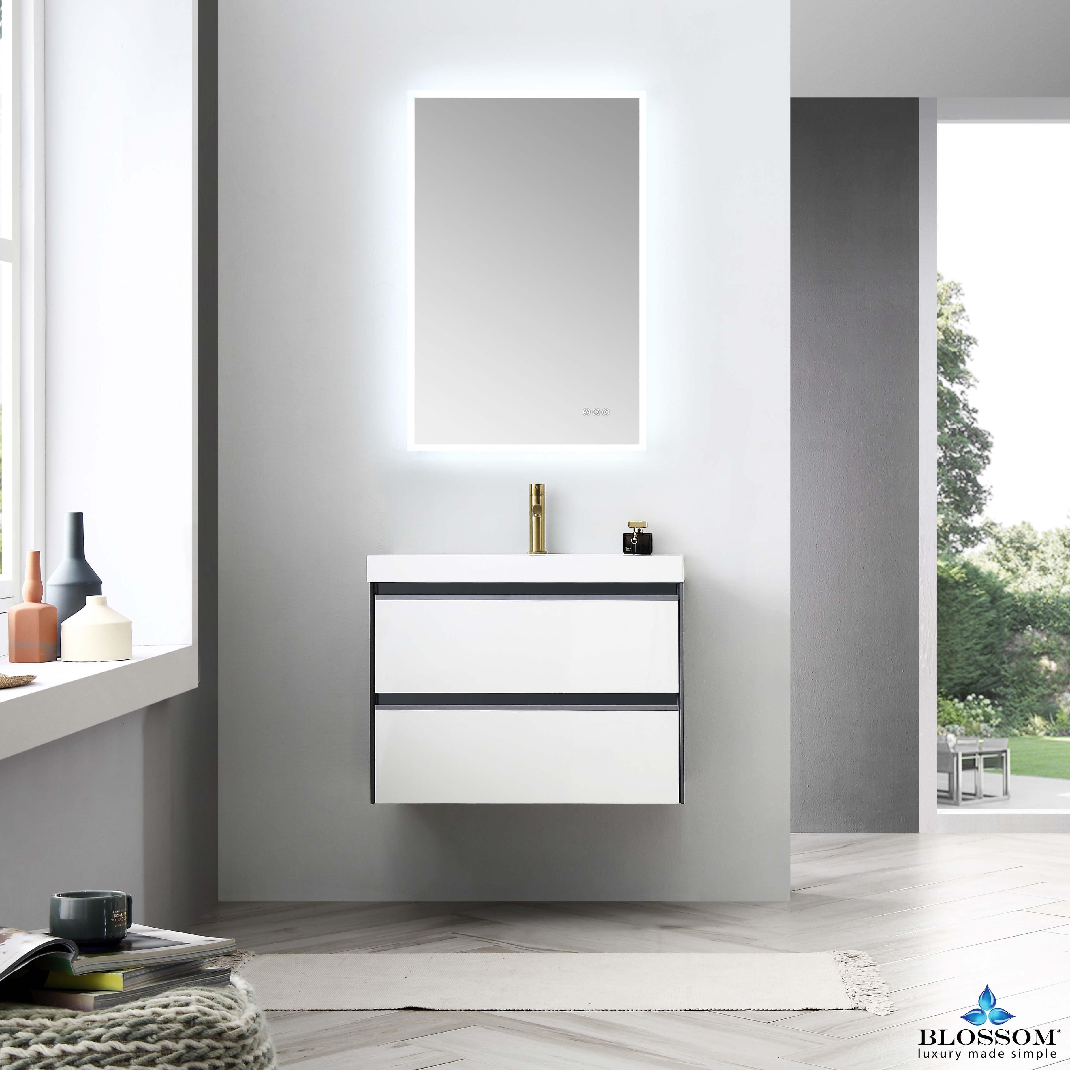 Berlin – 30 Inch Vanity – Glossy White & Glossy Grey - Shop at Home Craft Studio - 3