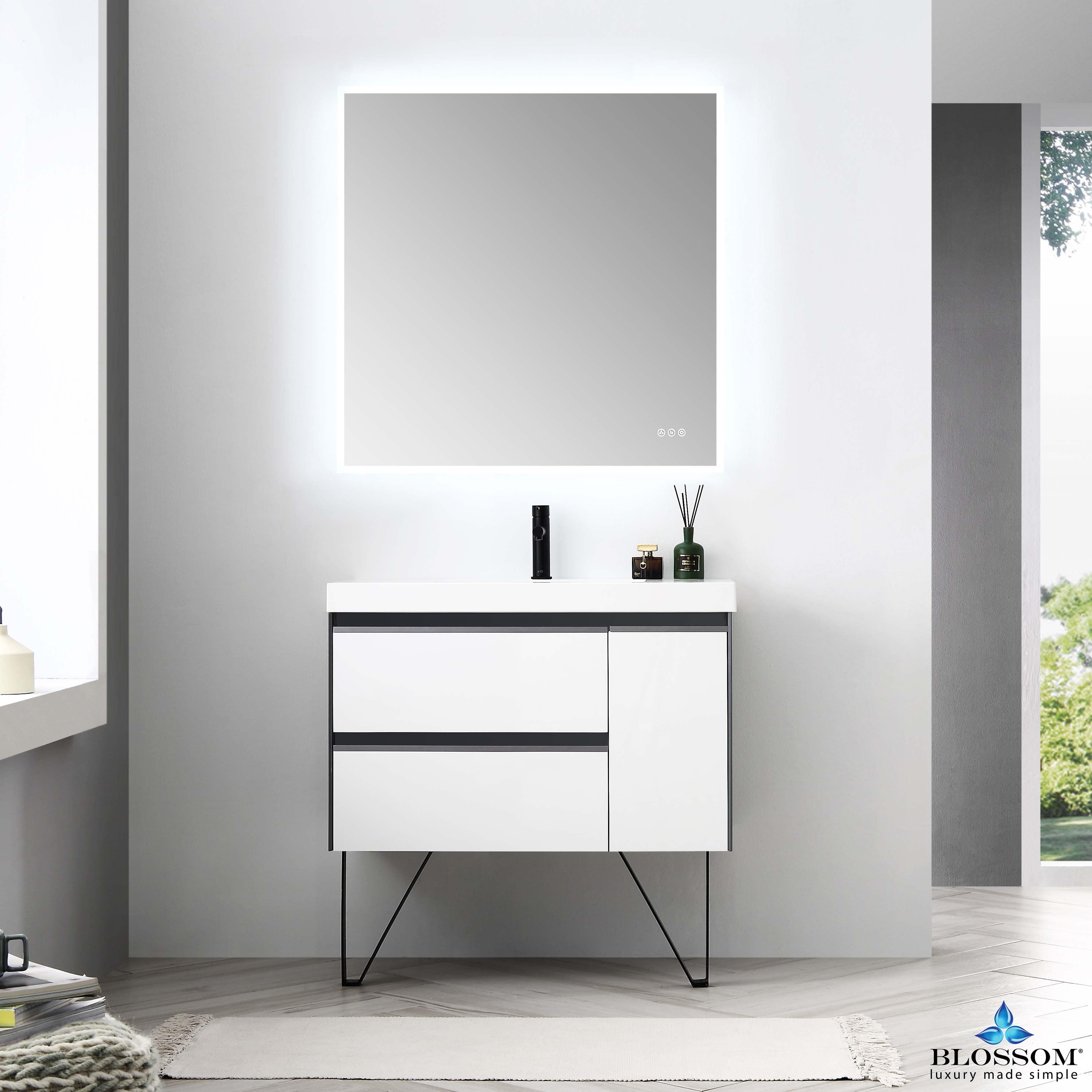 Berlin – 36 Inch Vanity – Glossy White & Glossy Grey - Shop at Home Craft Studio - 3